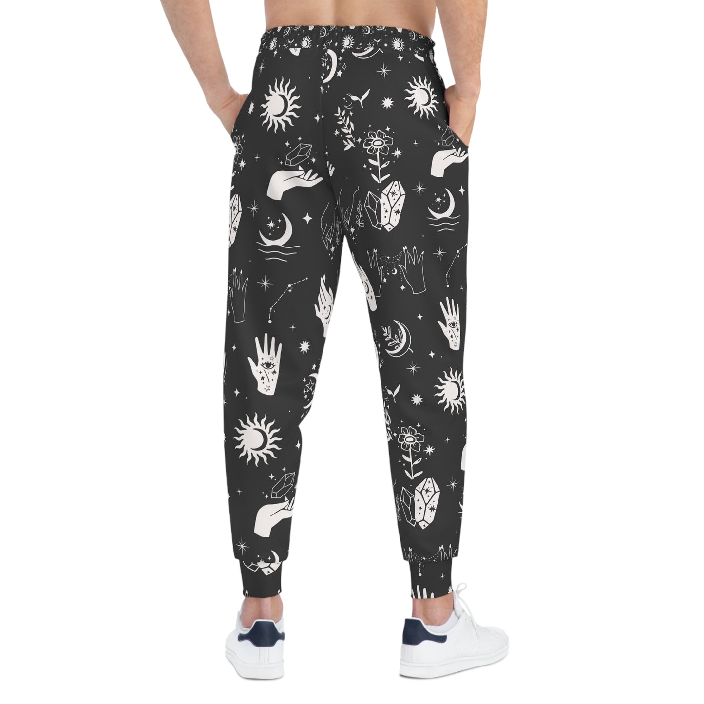 Mystical Celestial Athletic Joggers, Comfy Lounge Pants, Astrology Print Joggers, Gift for Astrology Lovers, Festival Wear