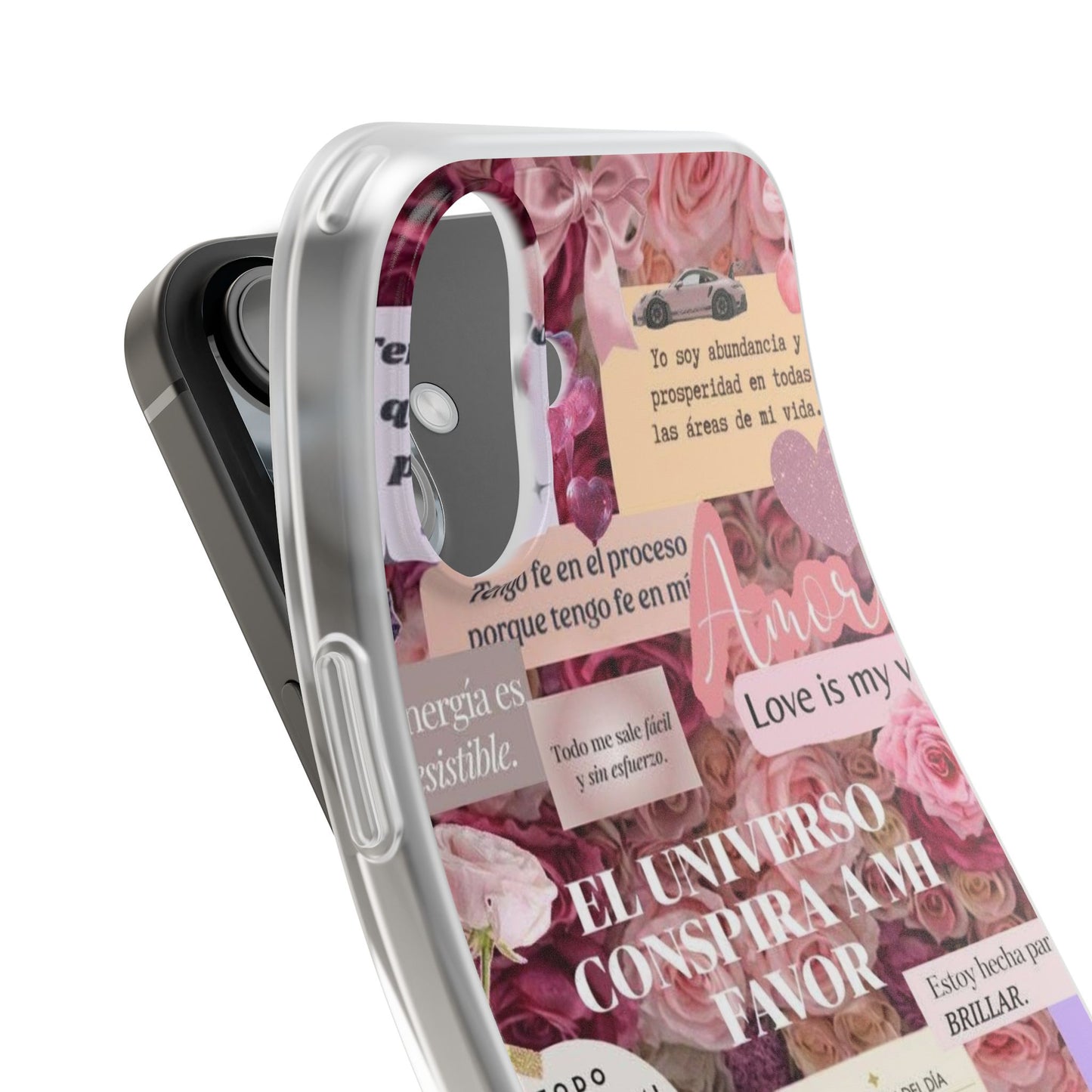 Floral Flexi Phone Case, Romantic Phone Cover, Cute Gift for Her, Inspirational Quote Case, Valentine's Day Accessory