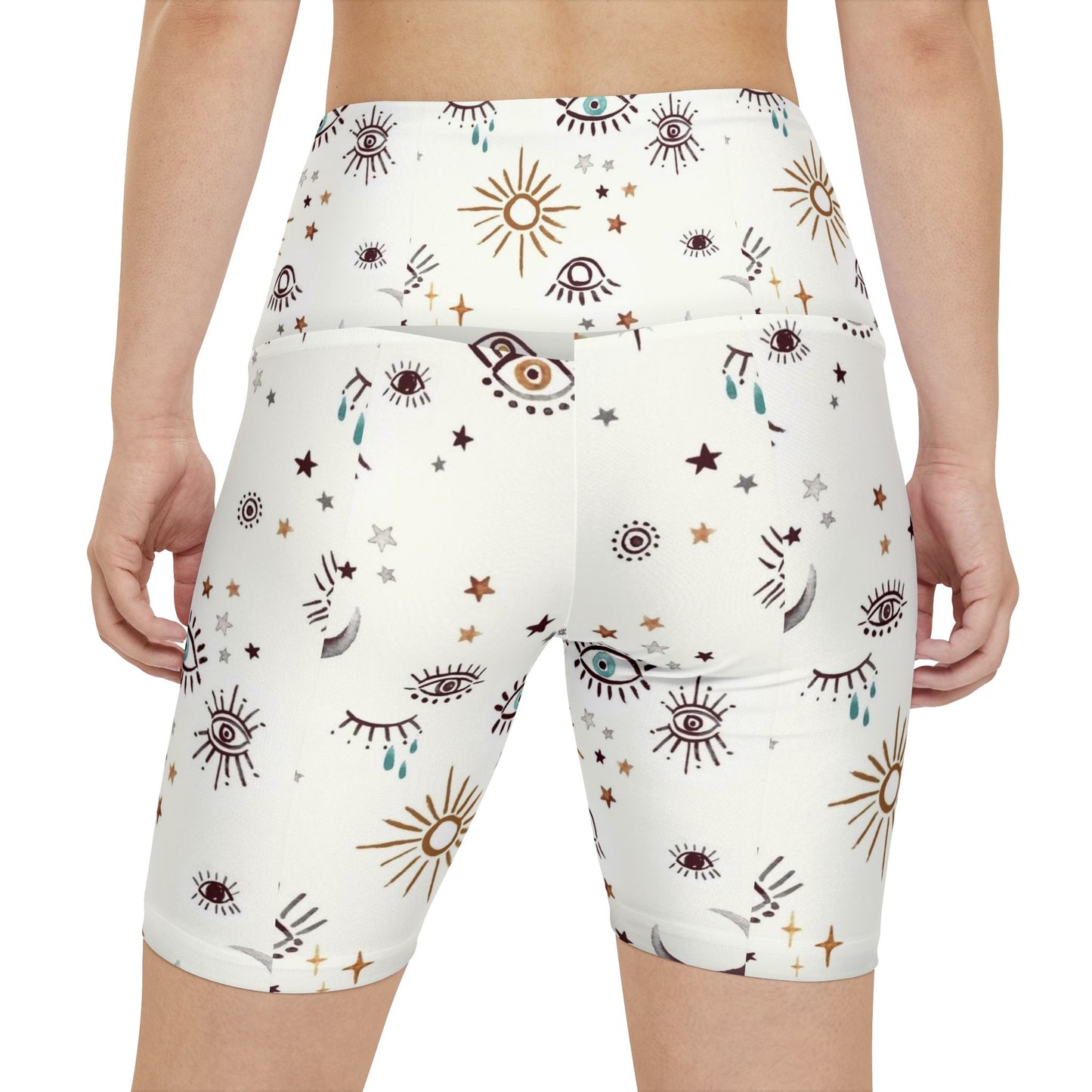 Celestial Print Women's Workout Shorts, Fitness Apparel, Yoga Shorts, Gym Wear, Summer Activewear