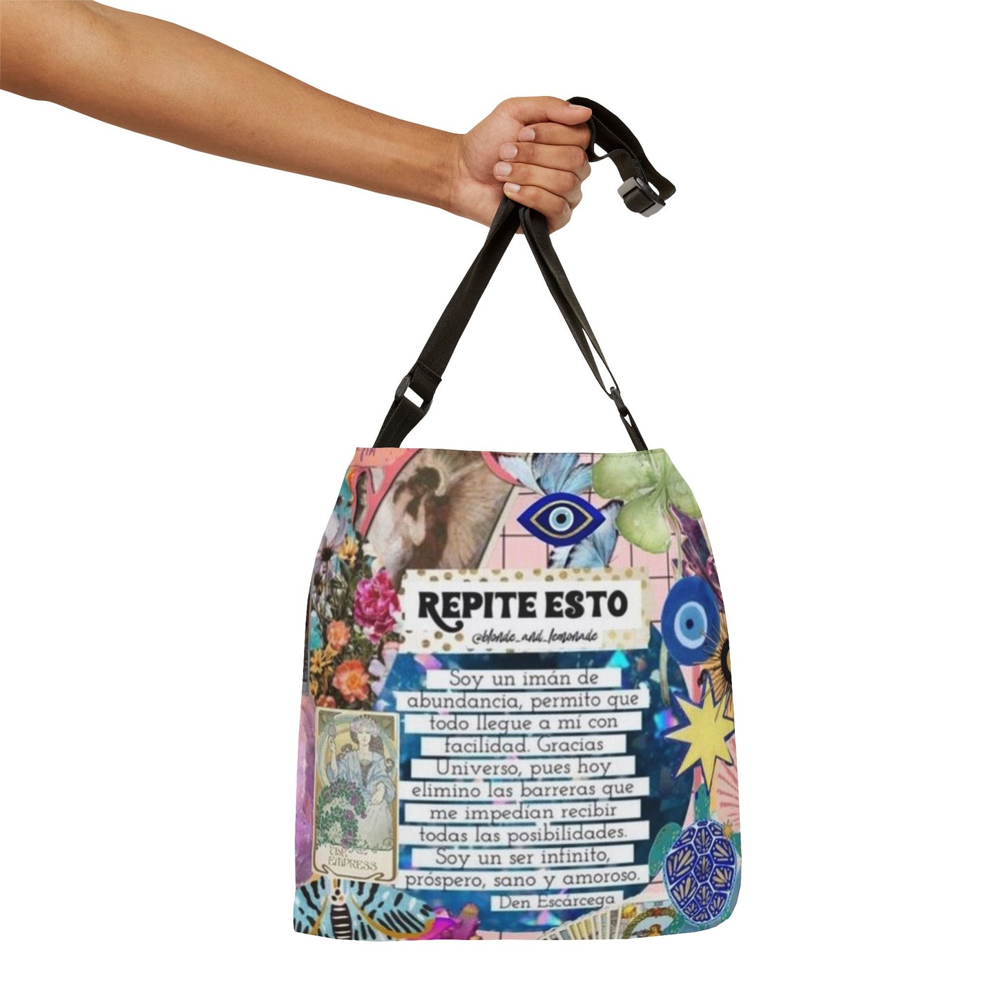 Colorful Adjustable Tote Bag, Boho Style Crossbody Bag, Inspirational Art Tote, Perfect for Shopping & Everyday Use