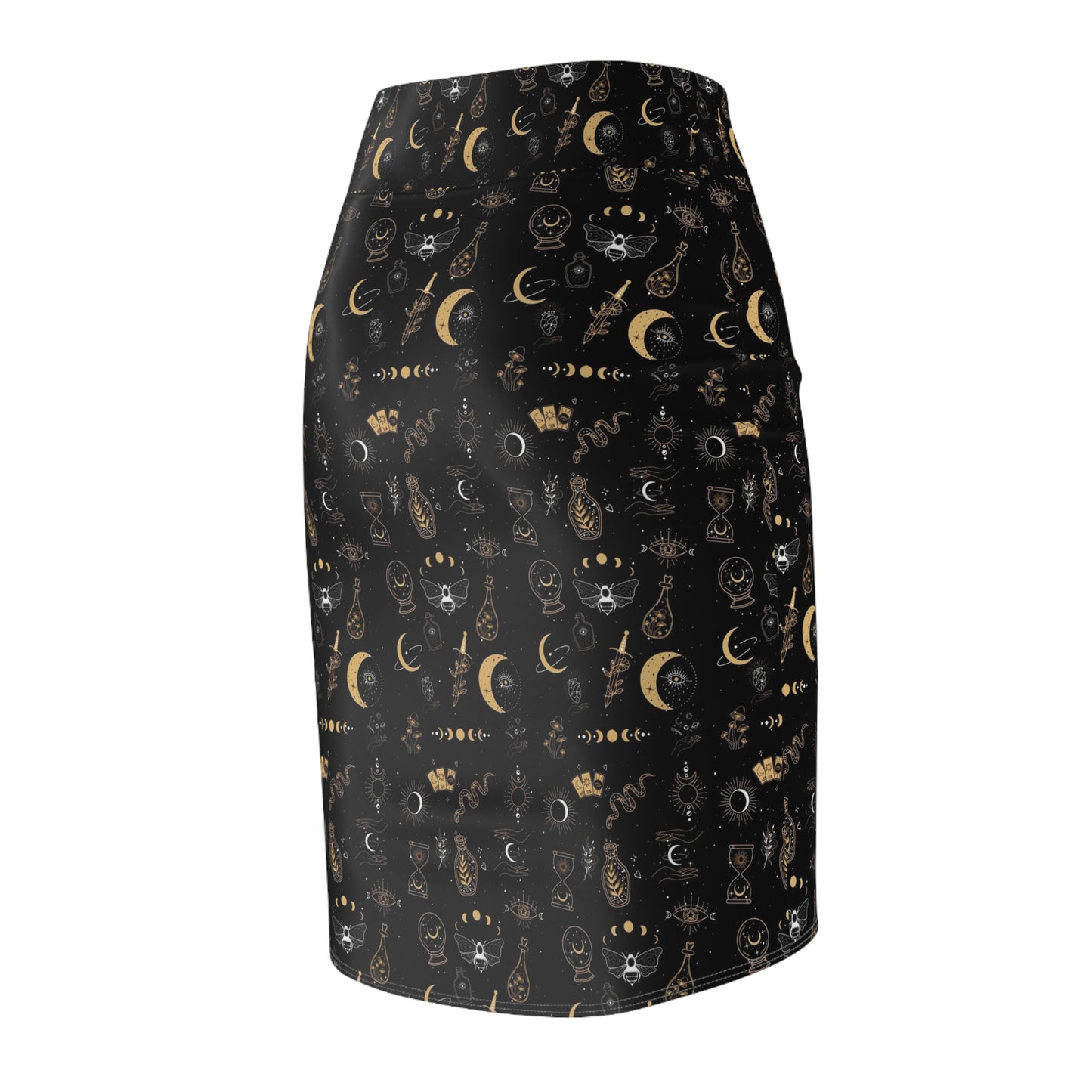 Mystical Moon & Stars Pencil Skirt, Witchy Fashion, Celestial Vibes, Occult Style, Summer Outfits, Boho Women Clothing