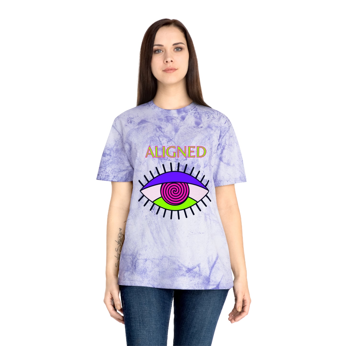 Aligned Unisex Color Blast T-Shirt - Vibrant Eye Design for Positive Energy