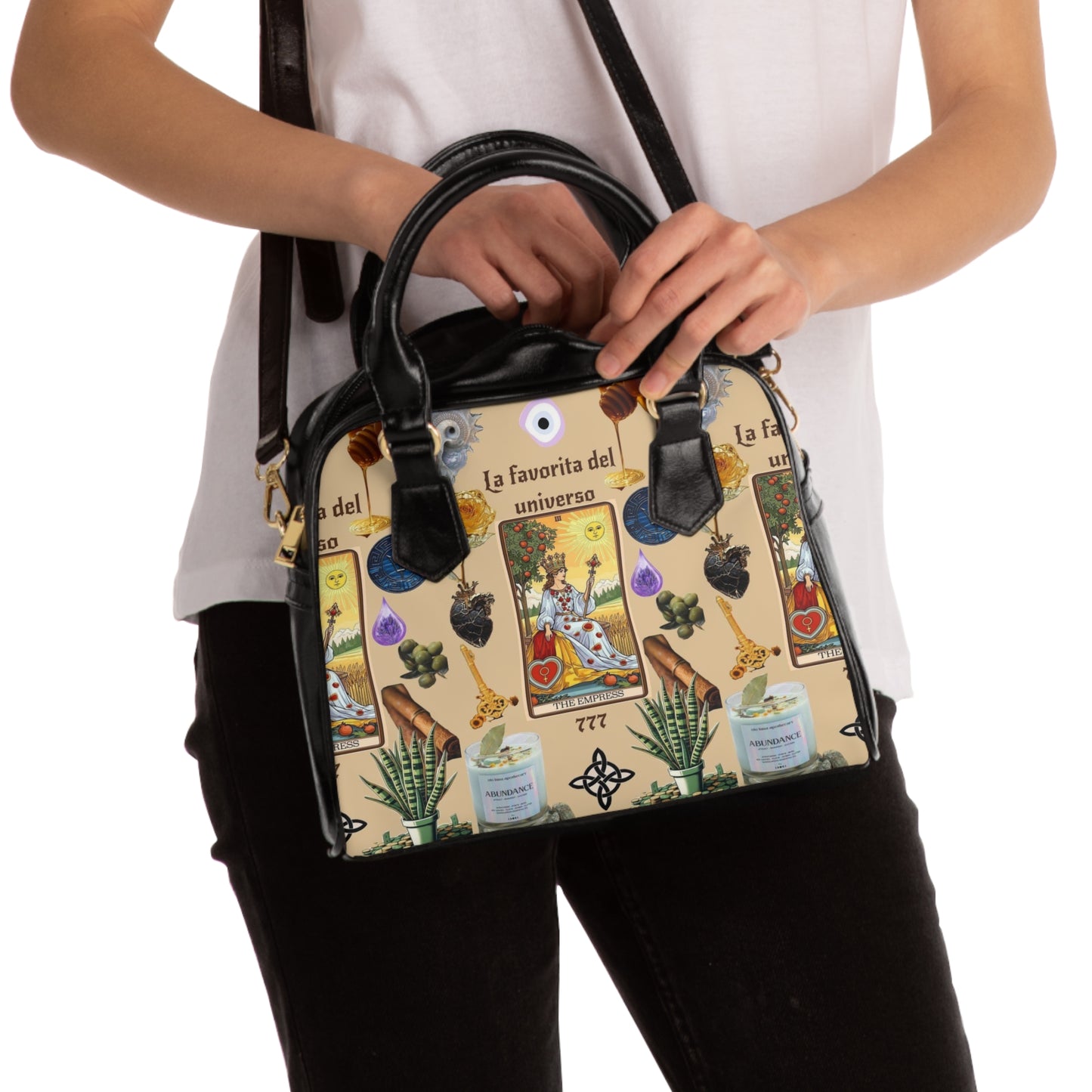 Bohemian Tarot-Inspired Shoulder Handbag, Chic Tote, Fun Accessory for Trendy Women, Perfect Gift for Occasions, Unique Everyday Bag