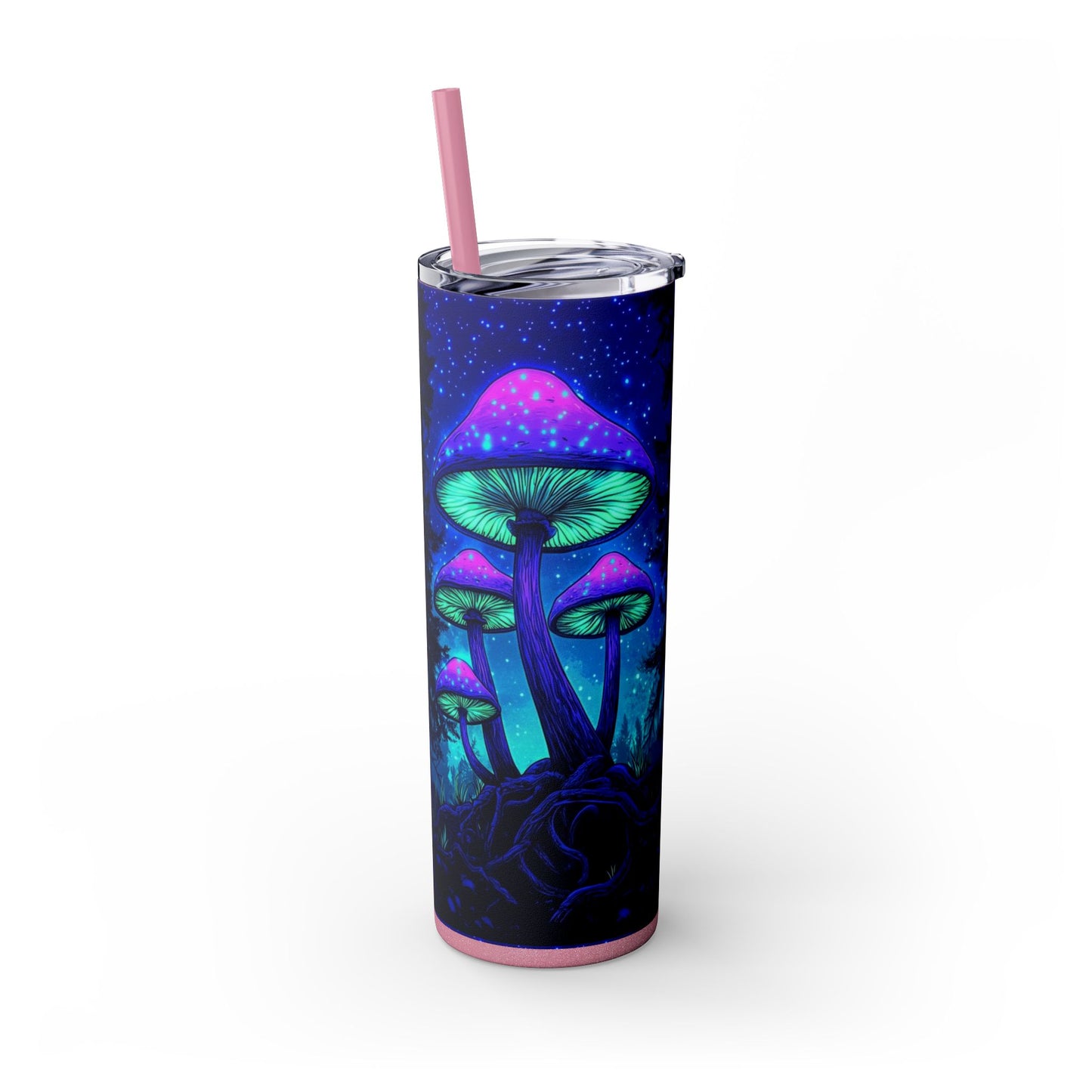 Cosmic Mushroom Skinny Tumbler, 20oz | Colorful Travel Mug, Psychedelic Drinkware, Gift for Nature Lovers, Summer Sips, Festival Essentials