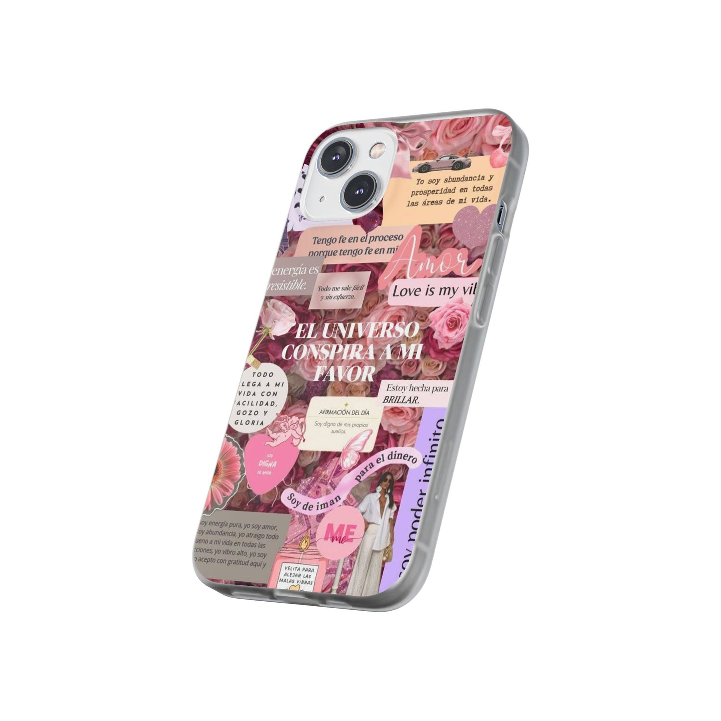 Floral Flexi Phone Case, Romantic Phone Cover, Cute Gift for Her, Inspirational Quote Case, Valentine's Day Accessory