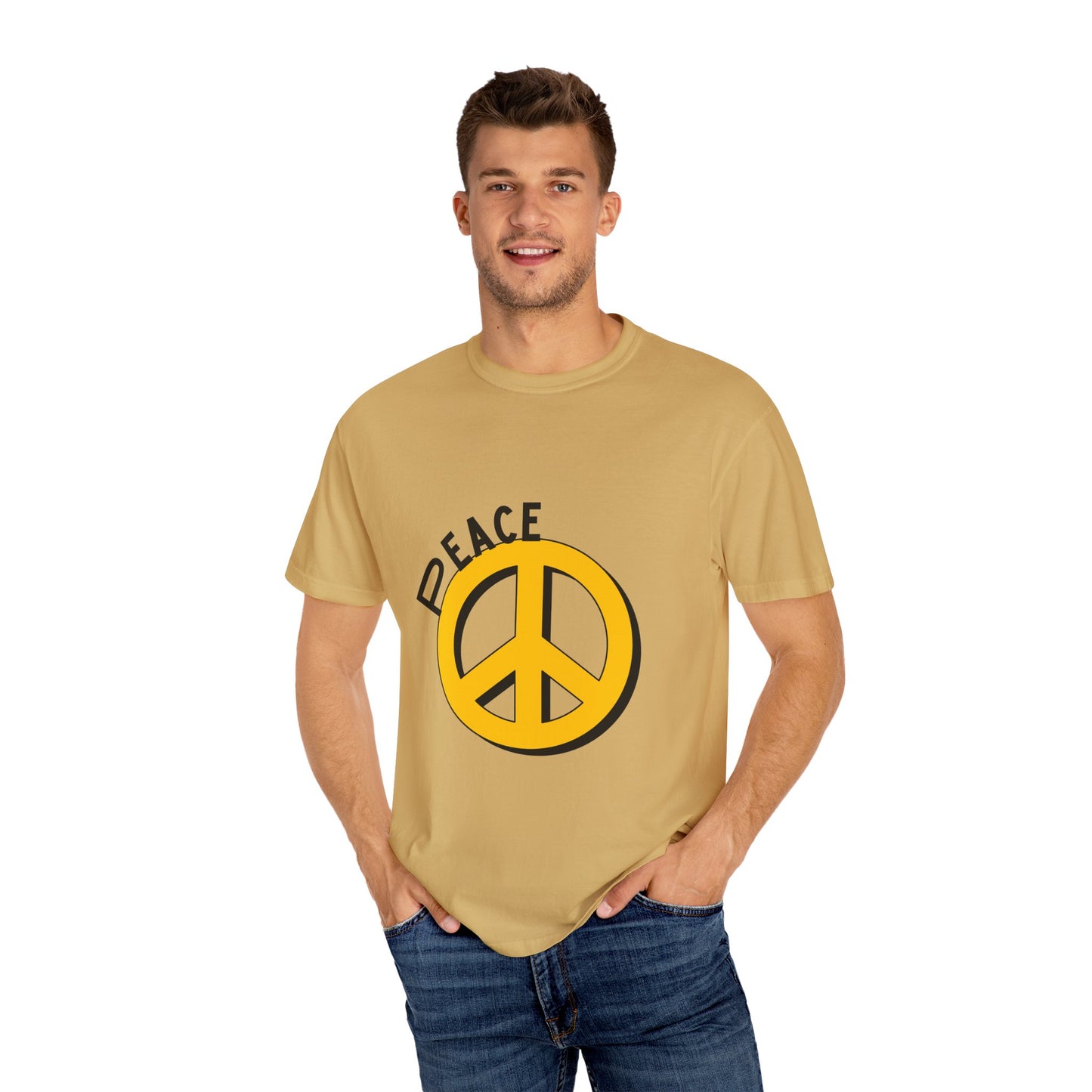 Peace Graphic Unisex T-Shirt - Garment-Dyed White Tee for Casual Vibes
