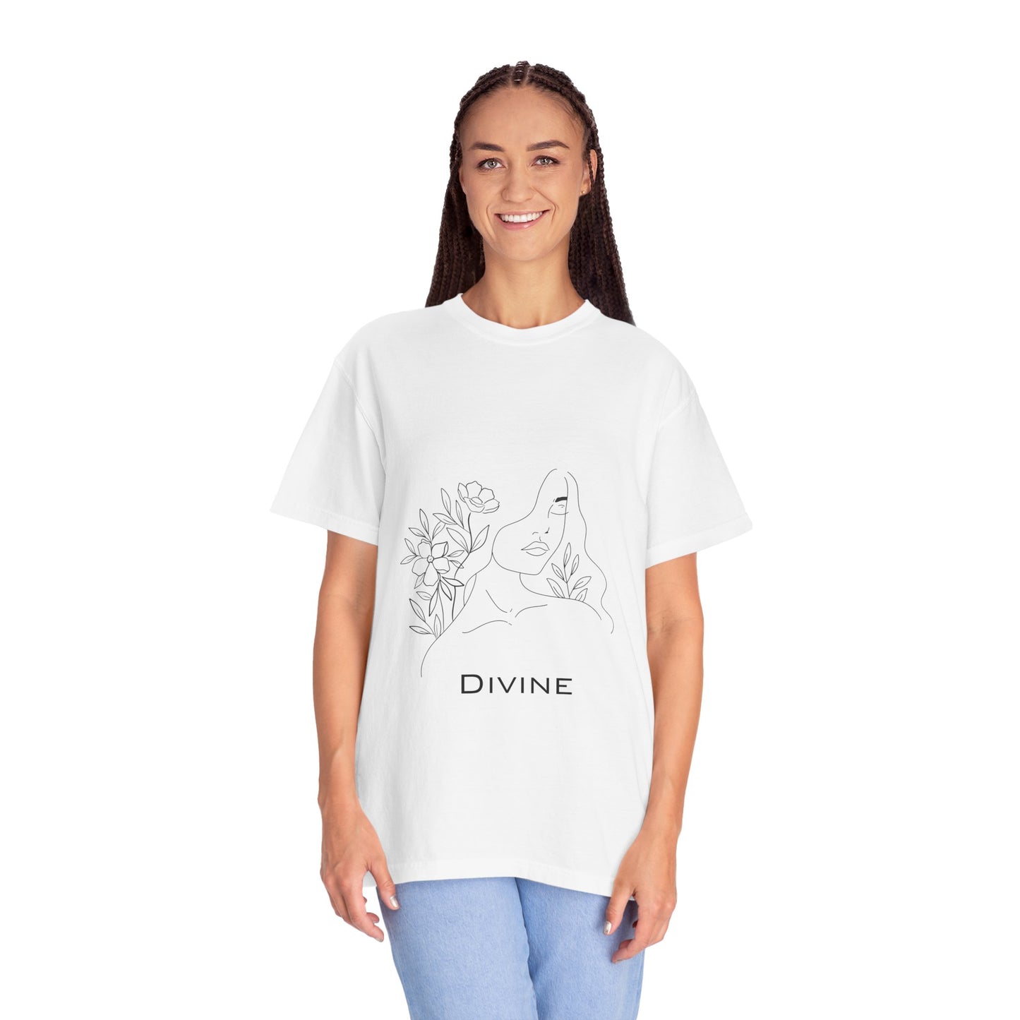 Divine Unisex Garment-Dyed T-Shirt - Floral Graphic Tee