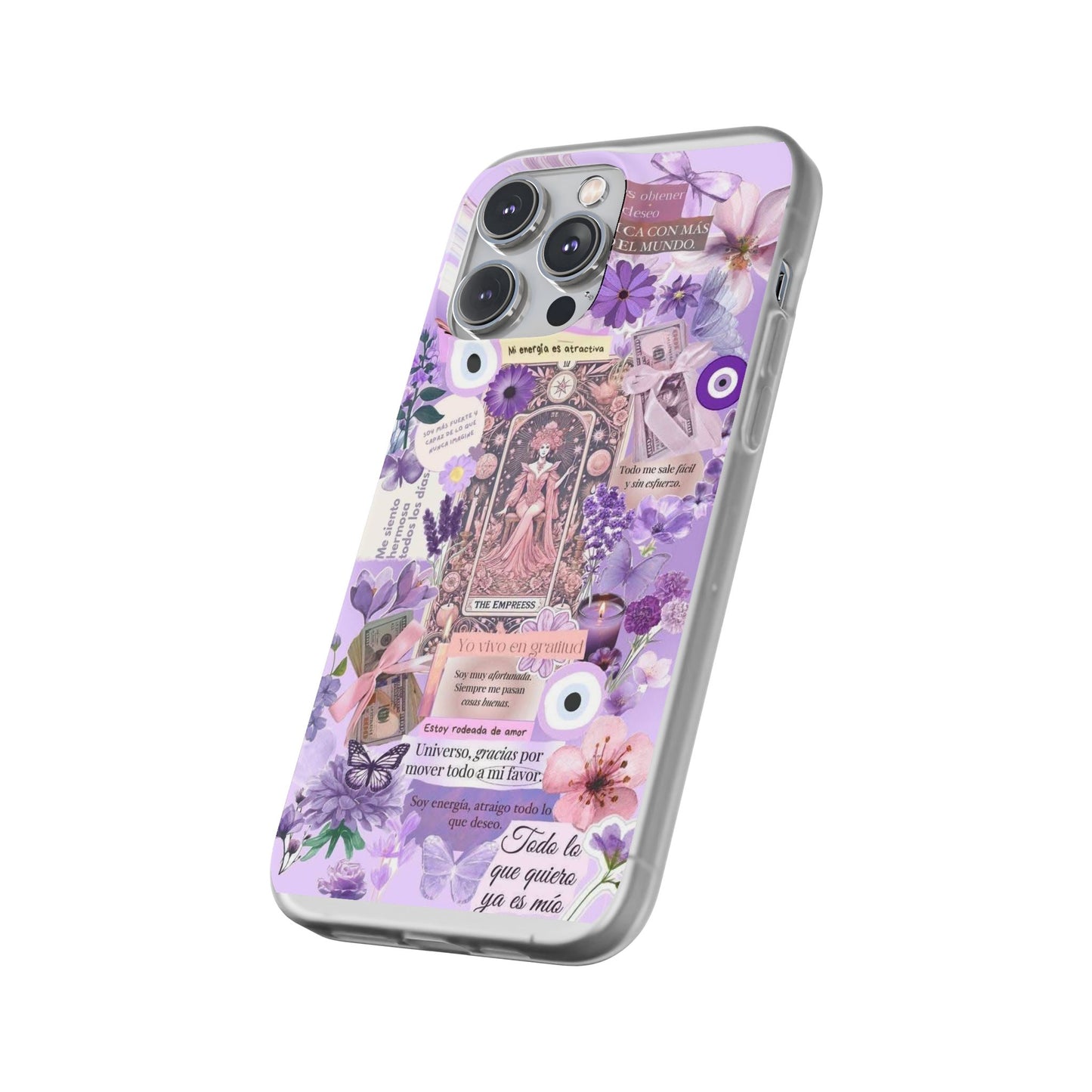 Purple Floral Flexi Phone Case, Personalized Phone Cover, Boho Chic Case, Cute Gift for Her, Birthday Accessory, Nature Lover Design