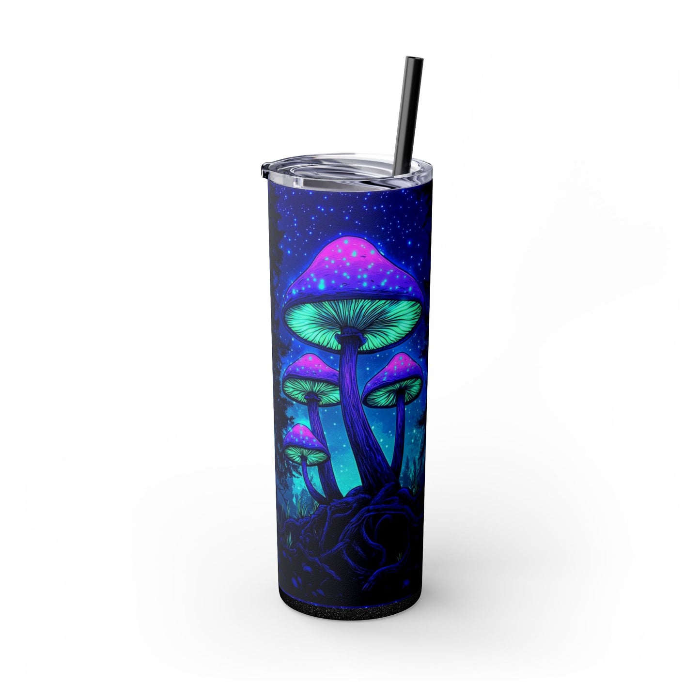 Cosmic Mushroom Skinny Tumbler, 20oz | Colorful Travel Mug, Psychedelic Drinkware, Gift for Nature Lovers, Summer Sips, Festival Essentials
