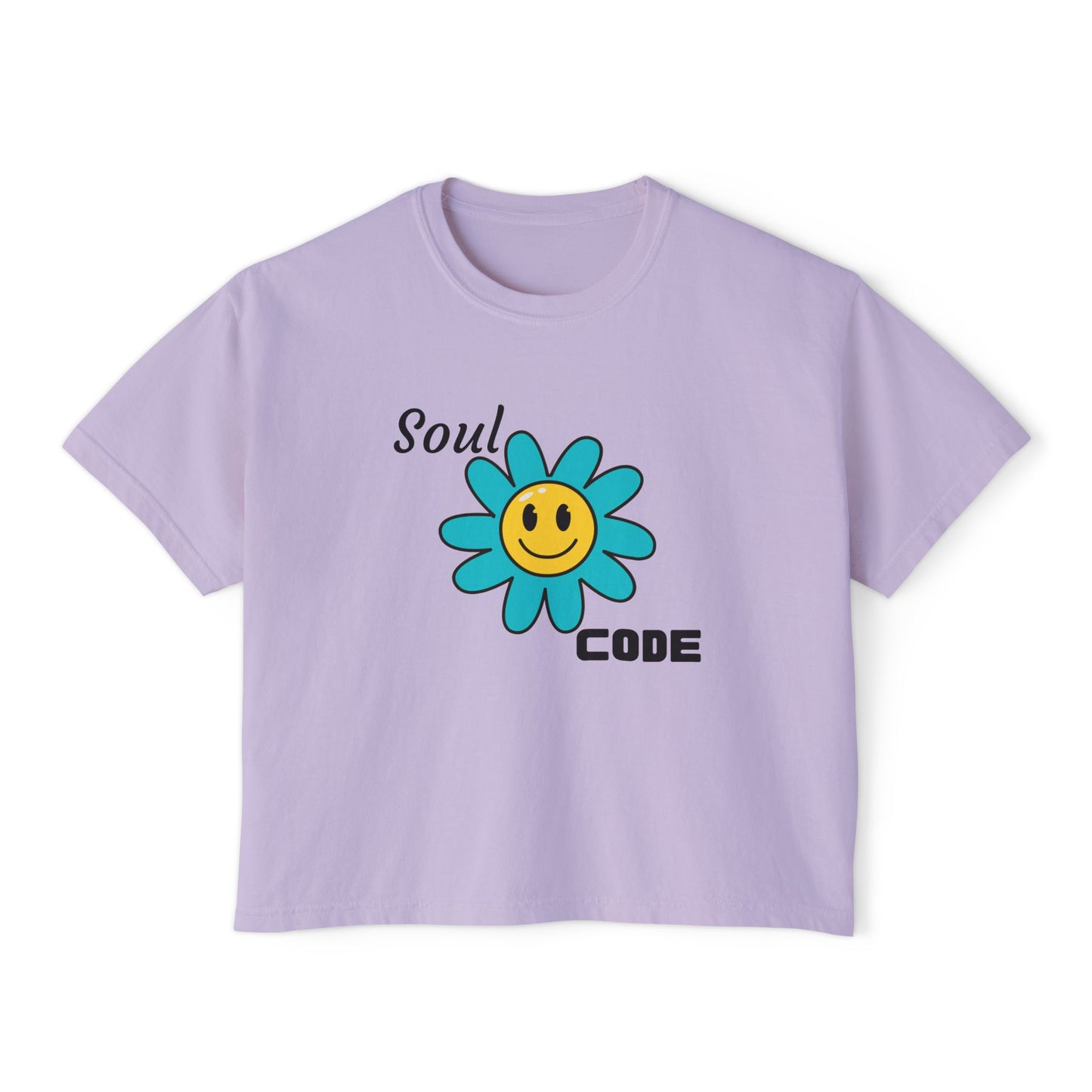 Soul Code Women’s Boxy Tee - Casual Floral Graphic Top for Everyday Vibes