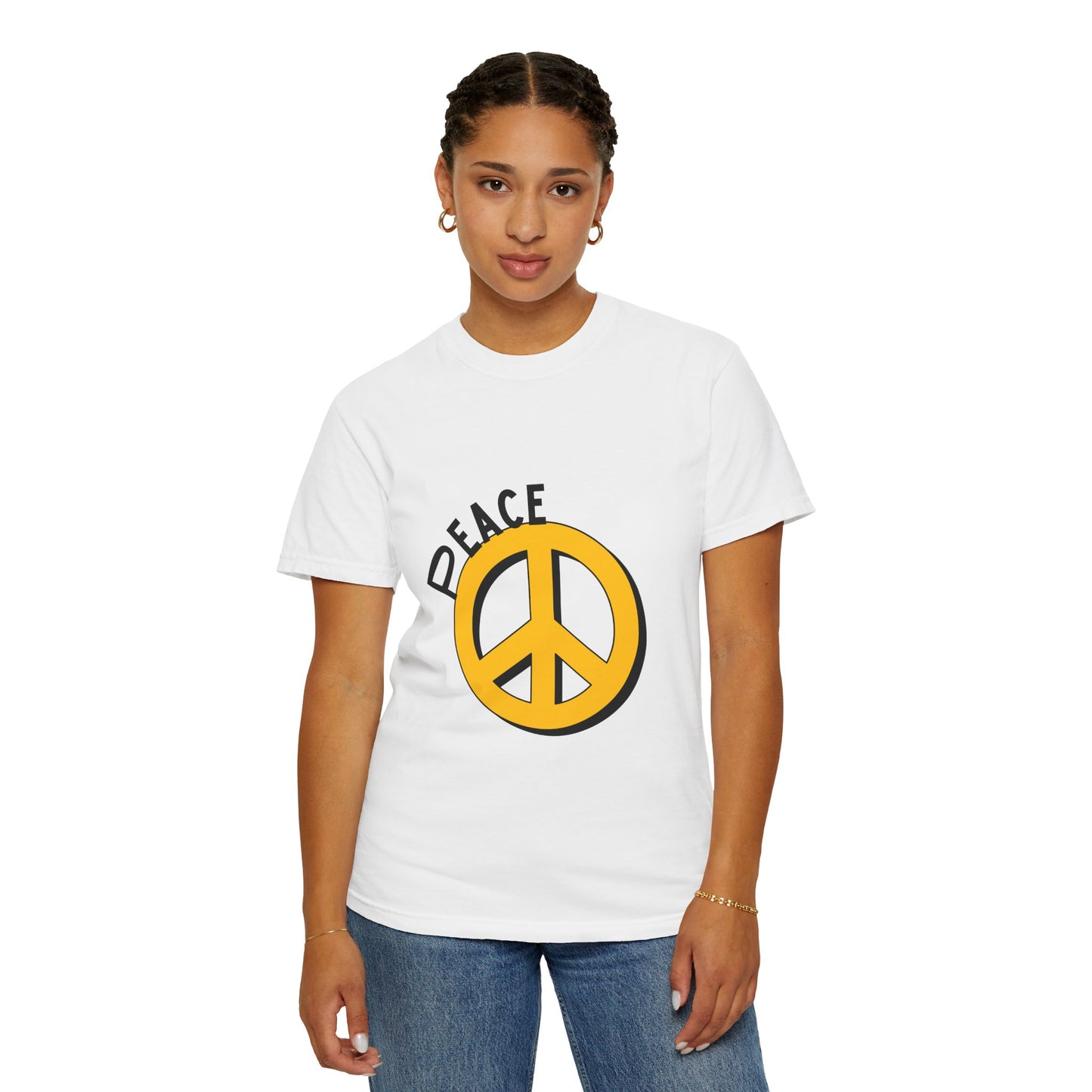 Peace Graphic Unisex T-Shirt - Garment-Dyed White Tee for Casual Vibes