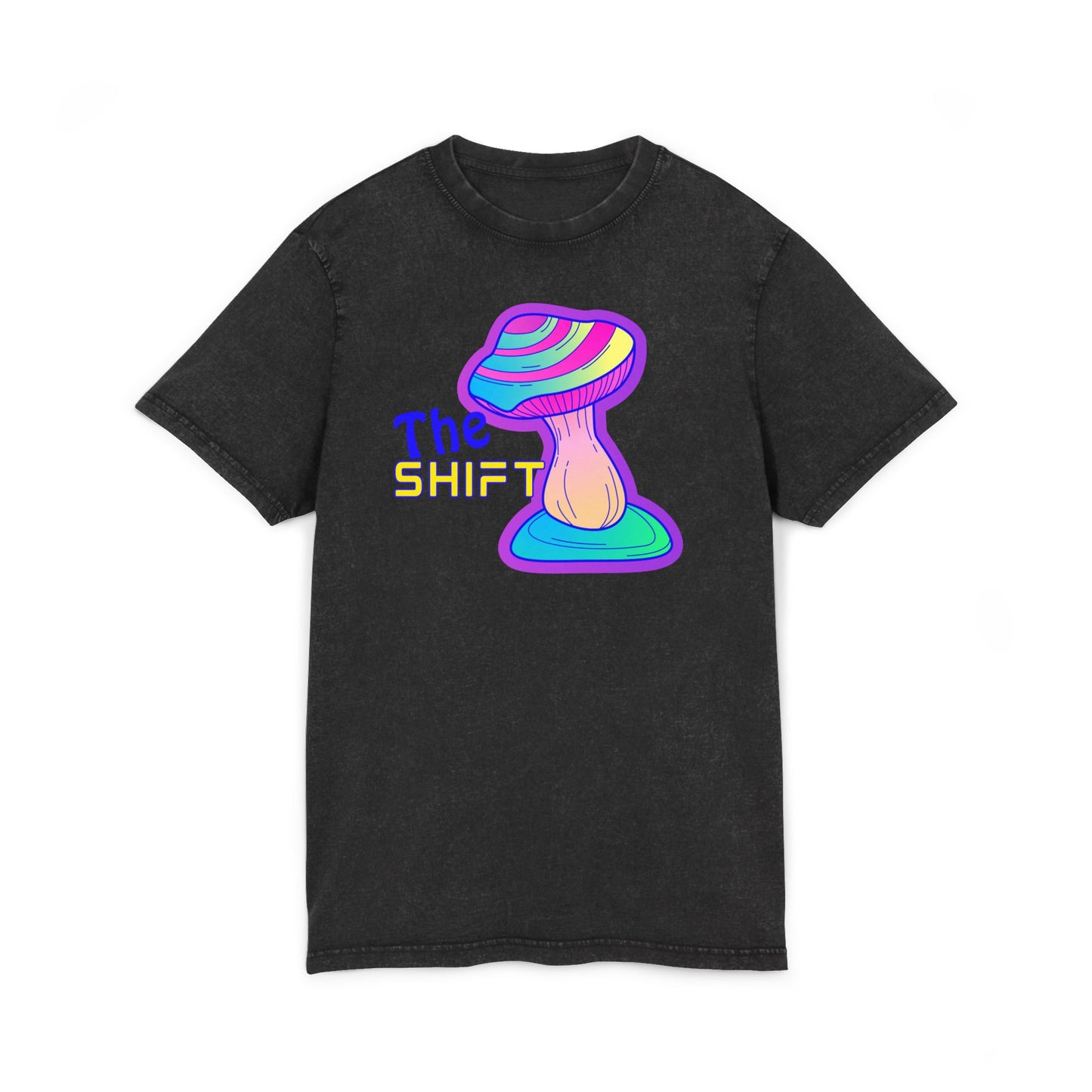 Acid Washed Mushroom Graphic Tee - Trippy 'The Shift' Casual Wear
