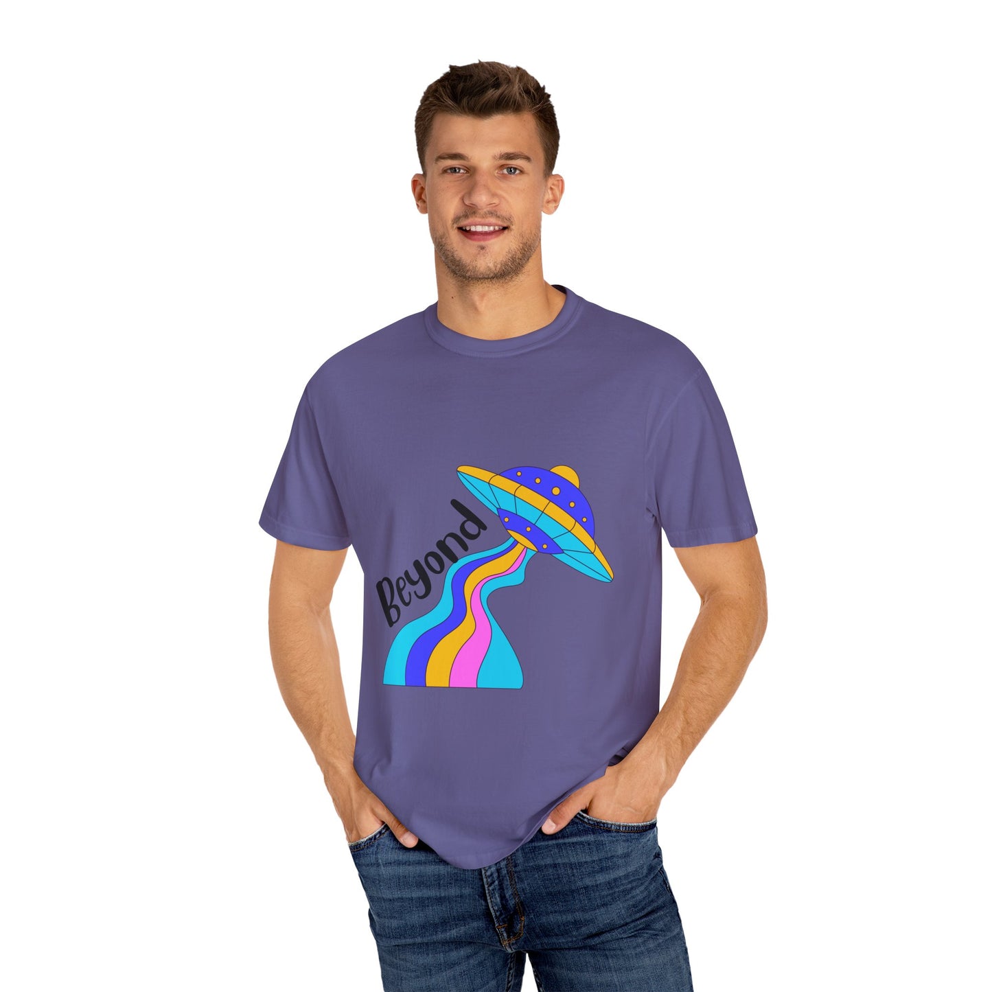 Unisex Beyond Graphic T-Shirt - Vibrant Space-Inspired Design