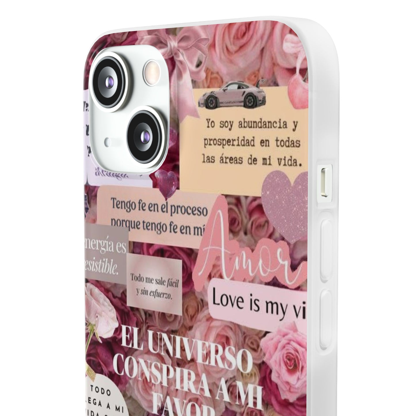 Floral Flexi Phone Case, Romantic Phone Cover, Cute Gift for Her, Inspirational Quote Case, Valentine's Day Accessory