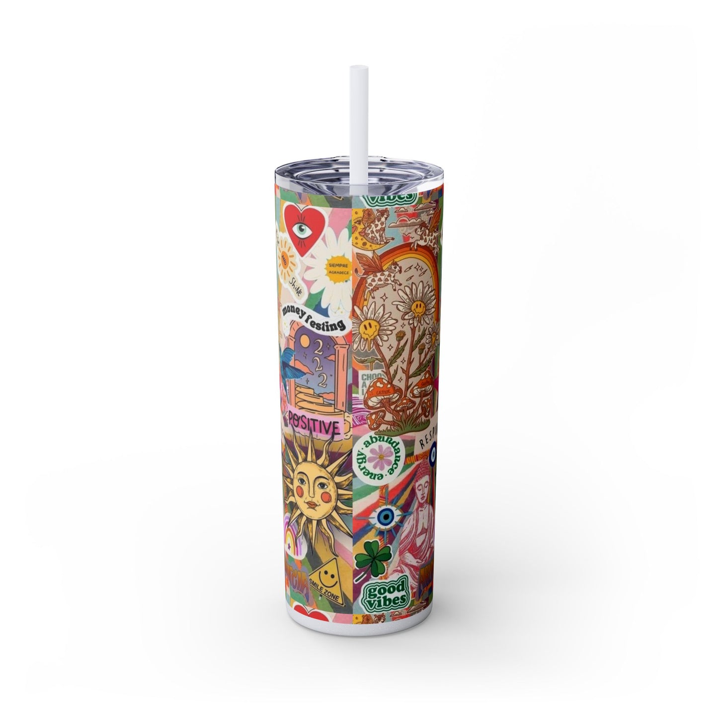 Colorful Inspirational Skinny Tumbler with Straw, 20oz | Perfect for Travel, Gifts, Motivational Affirmations, Self-Care, Eco-Friendly [...]