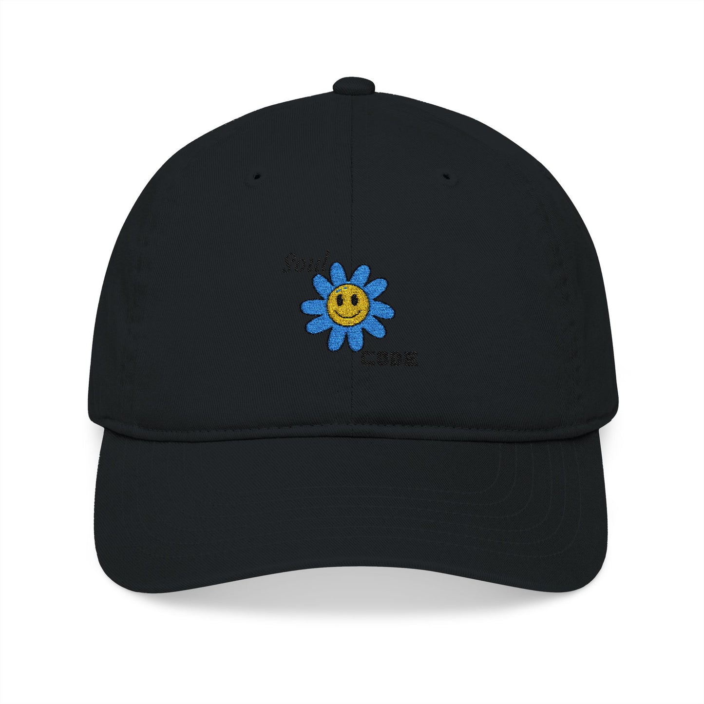 Embroidered Organic Baseball Cap - Soul Code Flower Design
