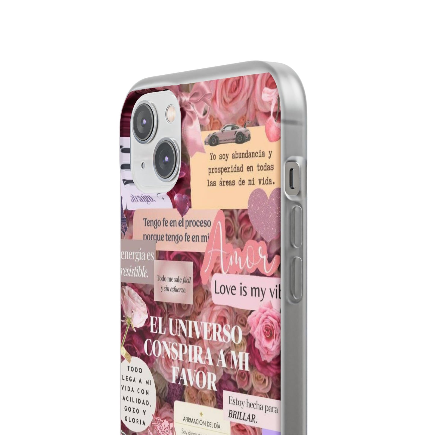 Floral Flexi Phone Case, Romantic Phone Cover, Cute Gift for Her, Inspirational Quote Case, Valentine's Day Accessory