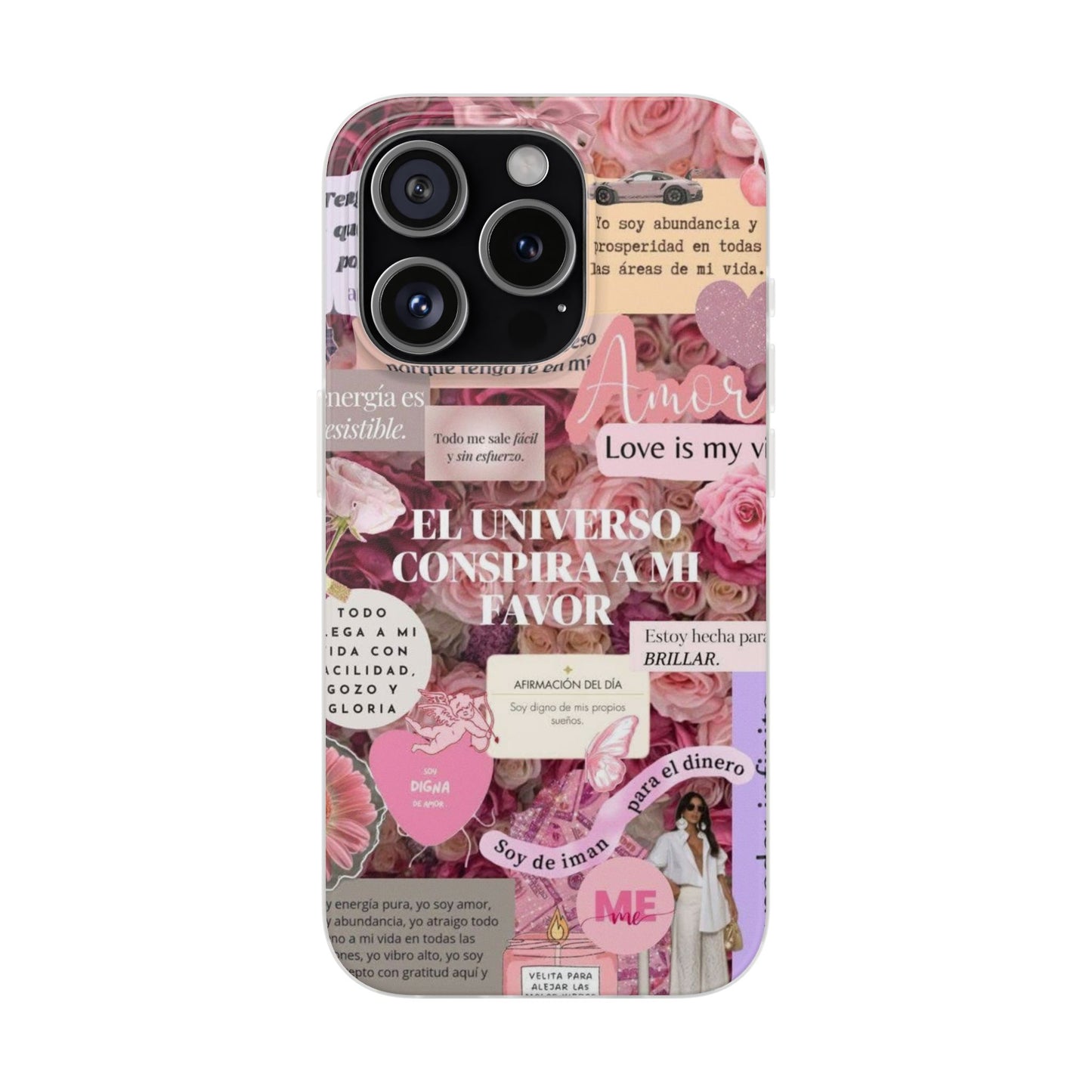 Floral Flexi Phone Case, Romantic Phone Cover, Cute Gift for Her, Inspirational Quote Case, Valentine's Day Accessory