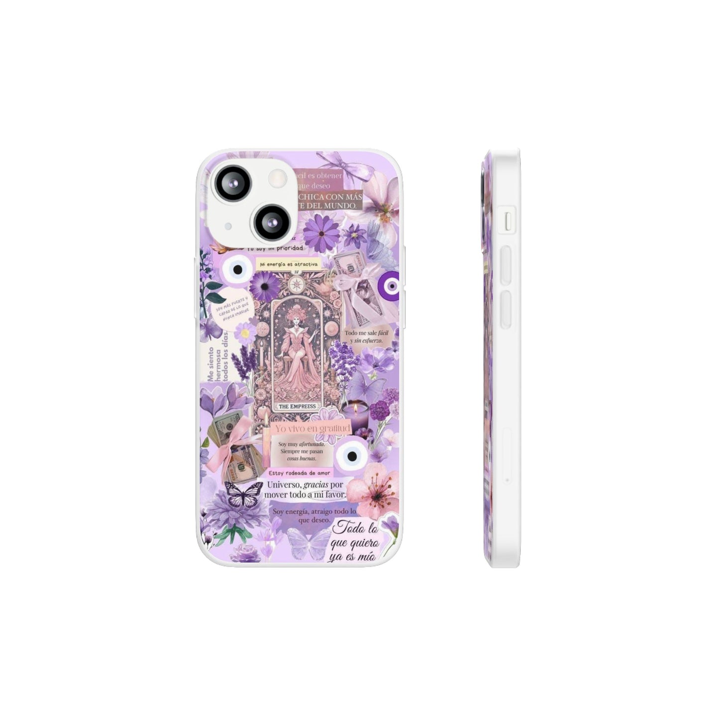 Purple Floral Flexi Phone Case, Personalized Phone Cover, Boho Chic Case, Cute Gift for Her, Birthday Accessory, Nature Lover Design