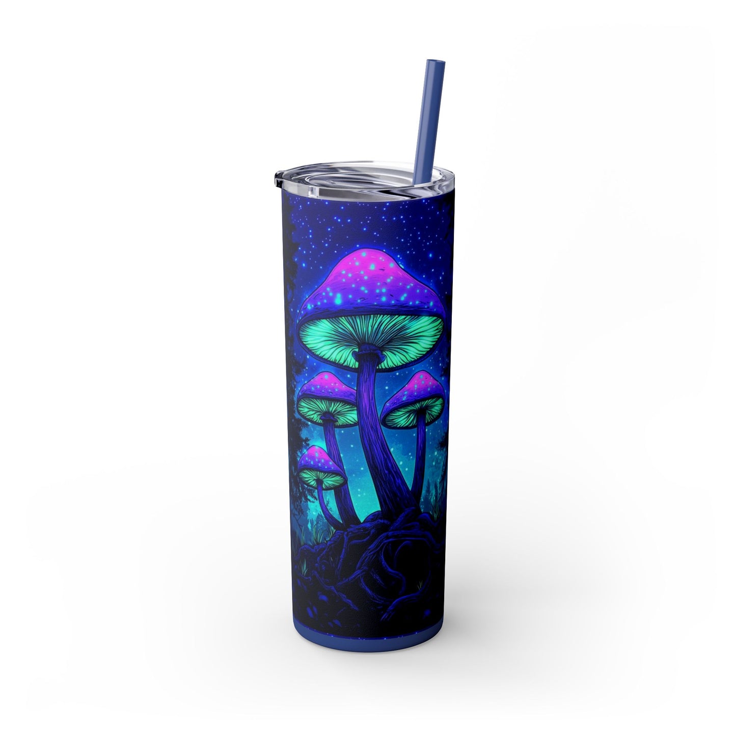 Cosmic Mushroom Skinny Tumbler, 20oz | Colorful Travel Mug, Psychedelic Drinkware, Gift for Nature Lovers, Summer Sips, Festival Essentials