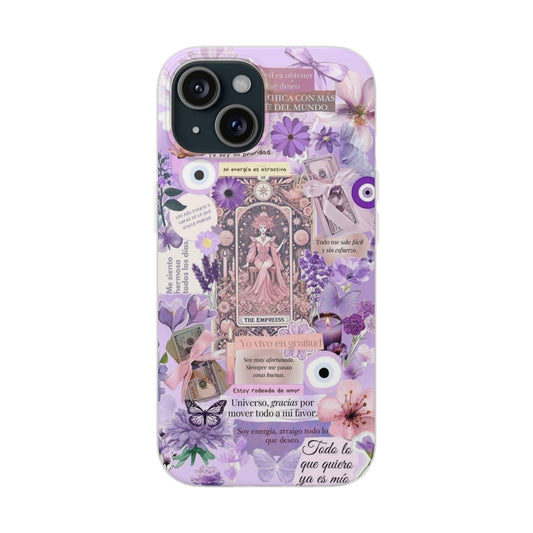 Purple Floral Flexi Phone Case, Personalized Phone Cover, Boho Chic Case, Cute Gift for Her, Birthday Accessory, Nature Lover Design