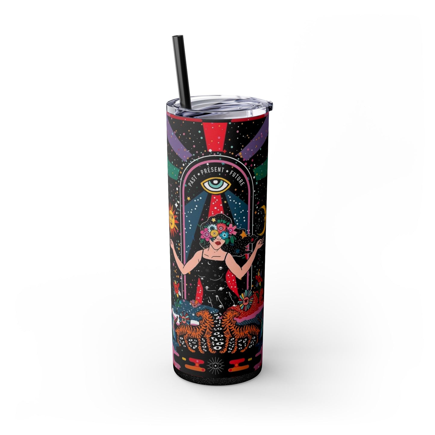 Vibrant Cosmic Skinny Tumbler with Straw, 20oz - Perfect for Astrology Lovers, Celestial Gifts, Travel Mugs, Drinkware, Sunshine and [...]
