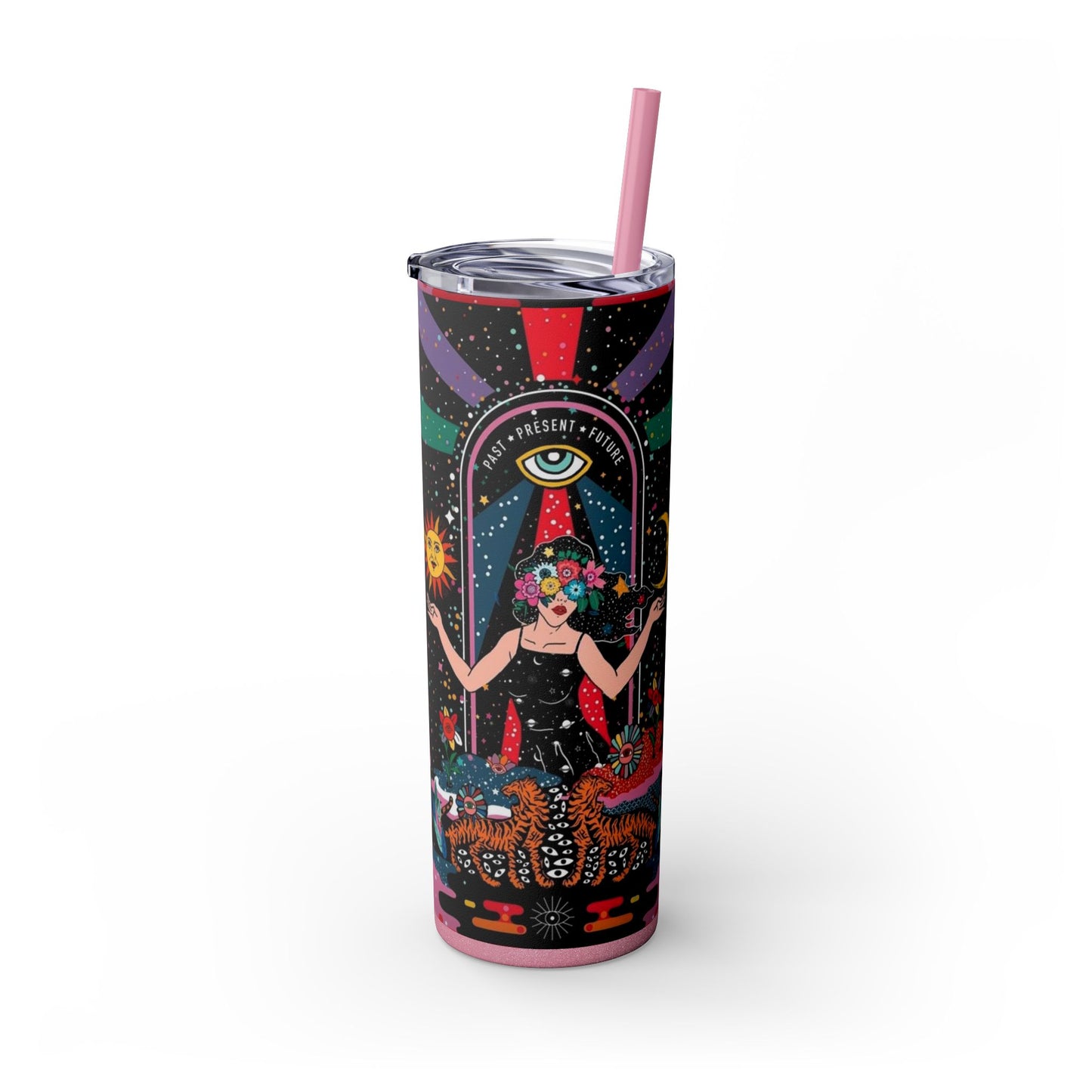 Vibrant Cosmic Skinny Tumbler with Straw, 20oz - Perfect for Astrology Lovers, Celestial Gifts, Travel Mugs, Drinkware, Sunshine and [...]
