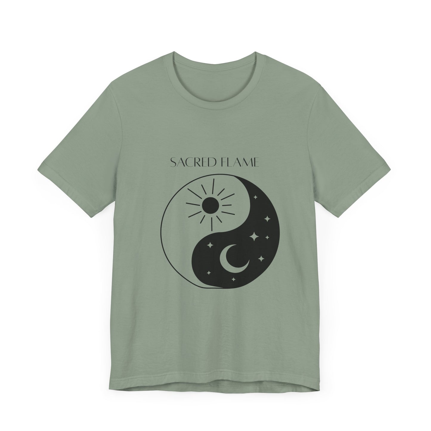 Sacred Flame Unisex Jersey Tee - Yin Yang Design for Spiritual Vibes