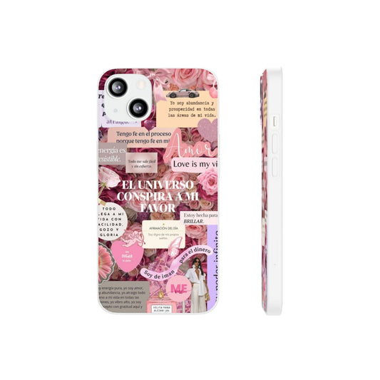 Floral Flexi Phone Case, Romantic Phone Cover, Cute Gift for Her, Inspirational Quote Case, Valentine's Day Accessory