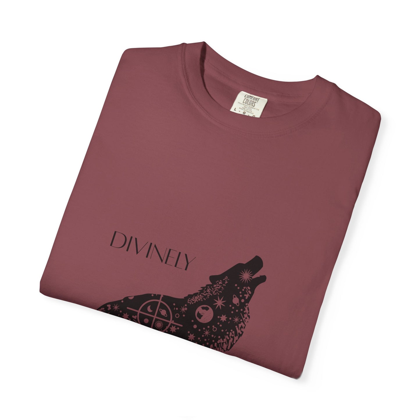 Divinely Guided Wolf T-Shirt - Unisex Garment-Dyed Tee for Spiritual Seekers