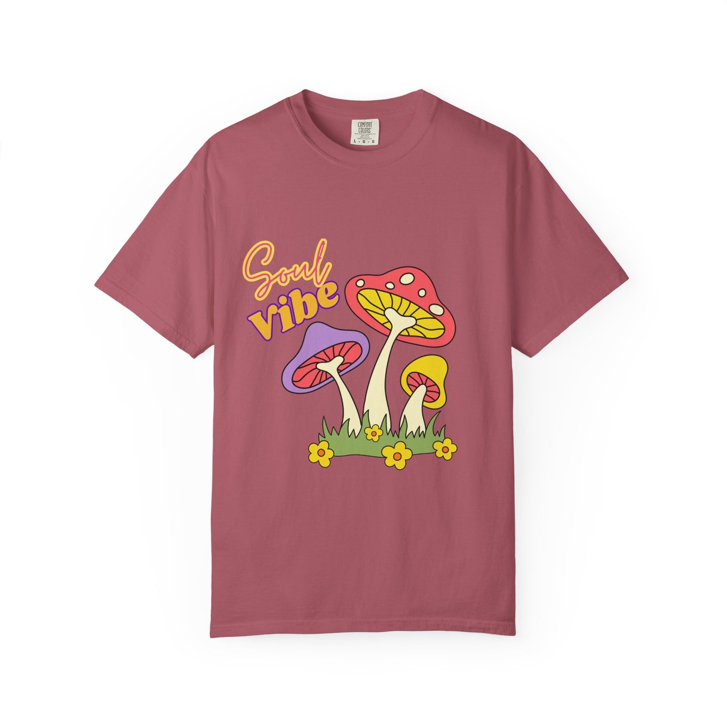 Soul Vibe Unisex Garment-Dyed T-Shirt - Colorful Mushroom Design for Summer Festivals