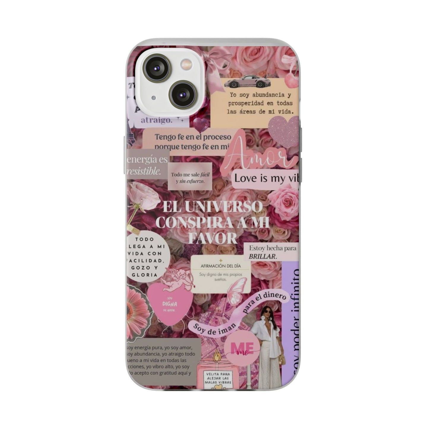 Floral Flexi Phone Case, Romantic Phone Cover, Cute Gift for Her, Inspirational Quote Case, Valentine's Day Accessory