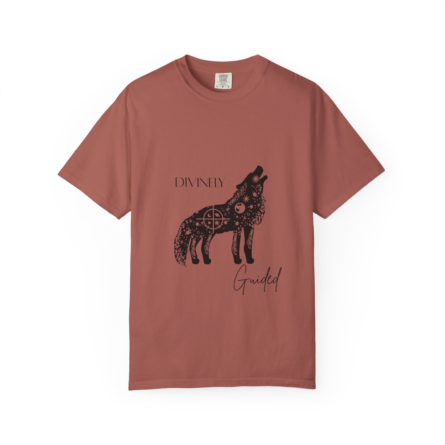 Divinely Guided Wolf T-Shirt - Unisex Garment-Dyed Tee for Spiritual Seekers