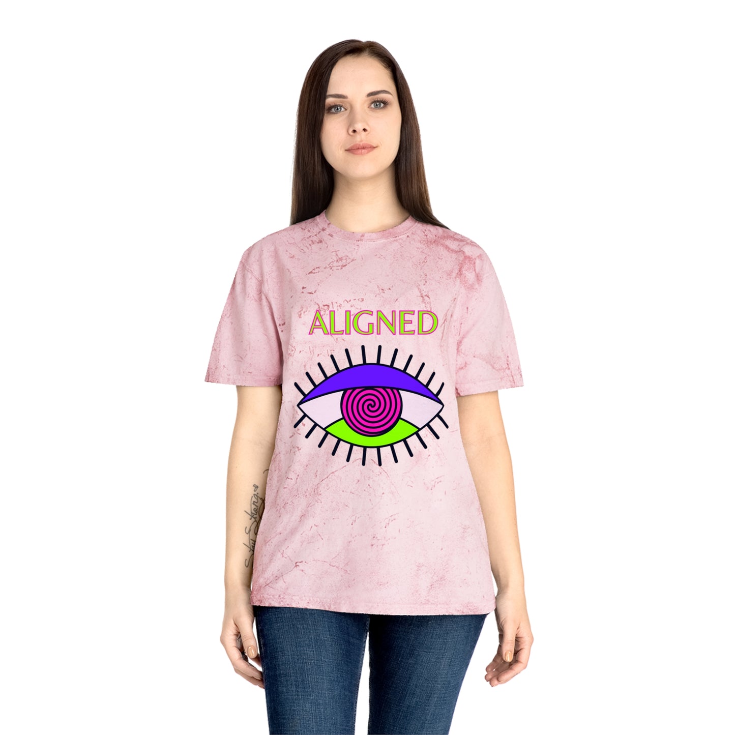 Aligned Unisex Color Blast T-Shirt - Vibrant Eye Design for Positive Energy