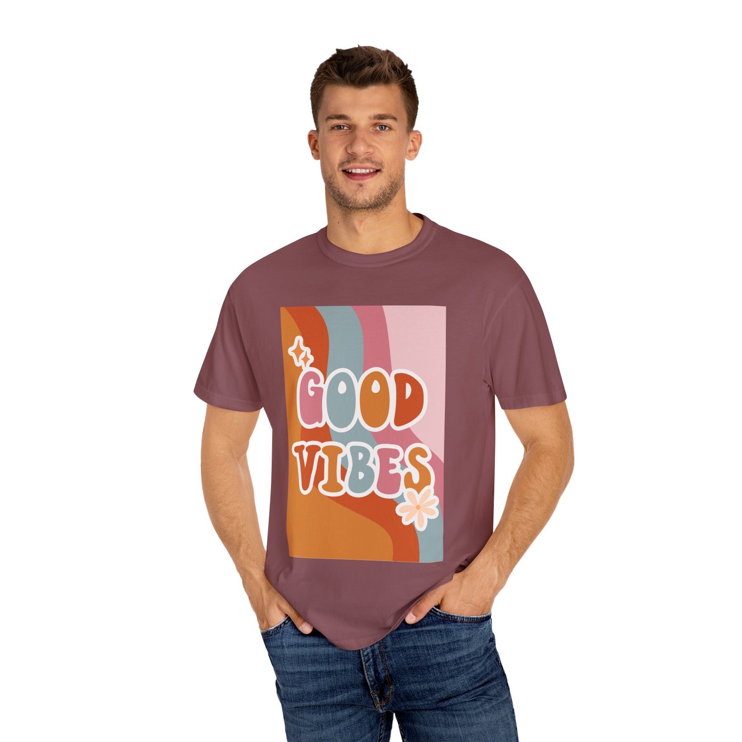 Good Vibes Unisex Garment-Dyed T-Shirt – Relaxed Fit Summer Tee