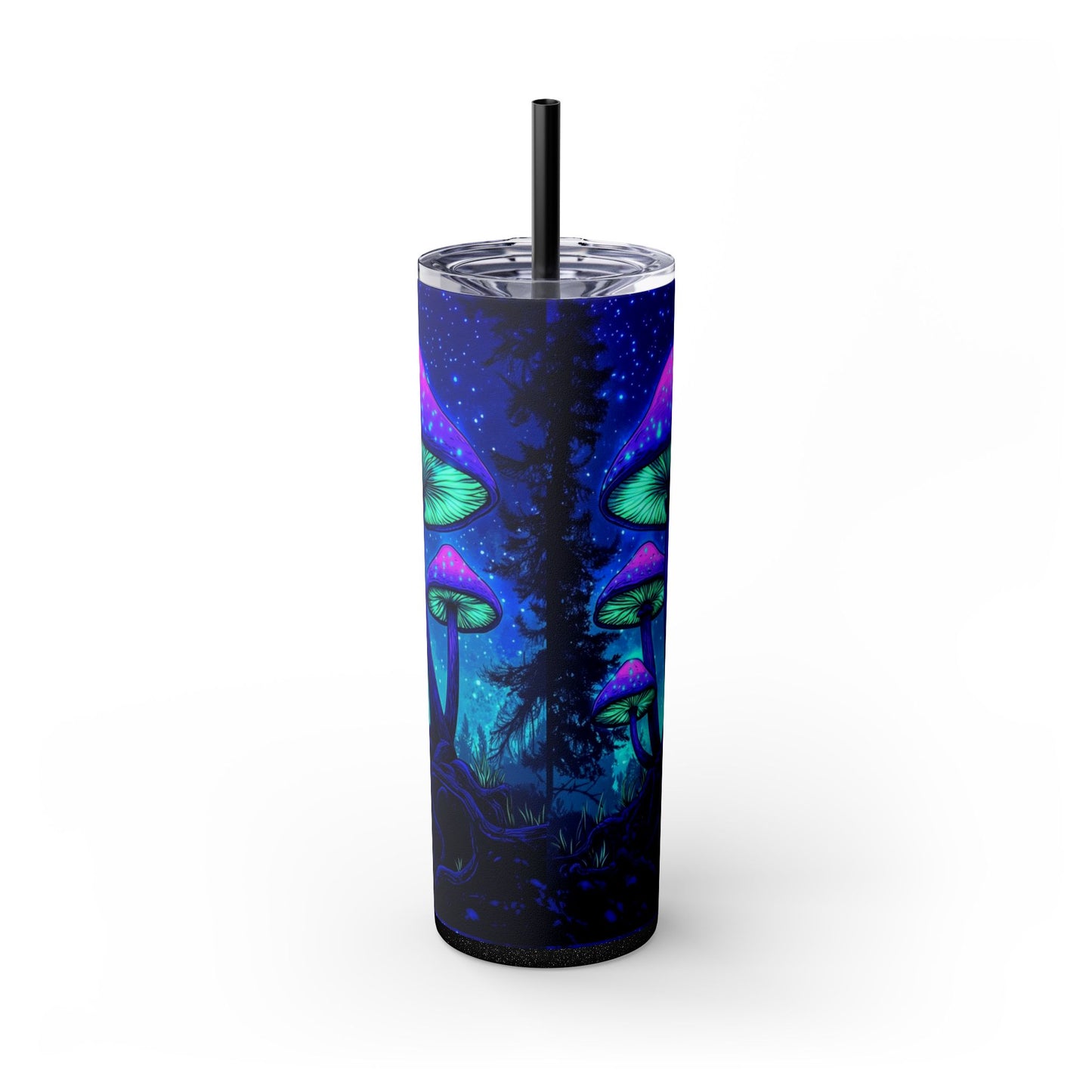 Cosmic Mushroom Skinny Tumbler, 20oz | Colorful Travel Mug, Psychedelic Drinkware, Gift for Nature Lovers, Summer Sips, Festival Essentials