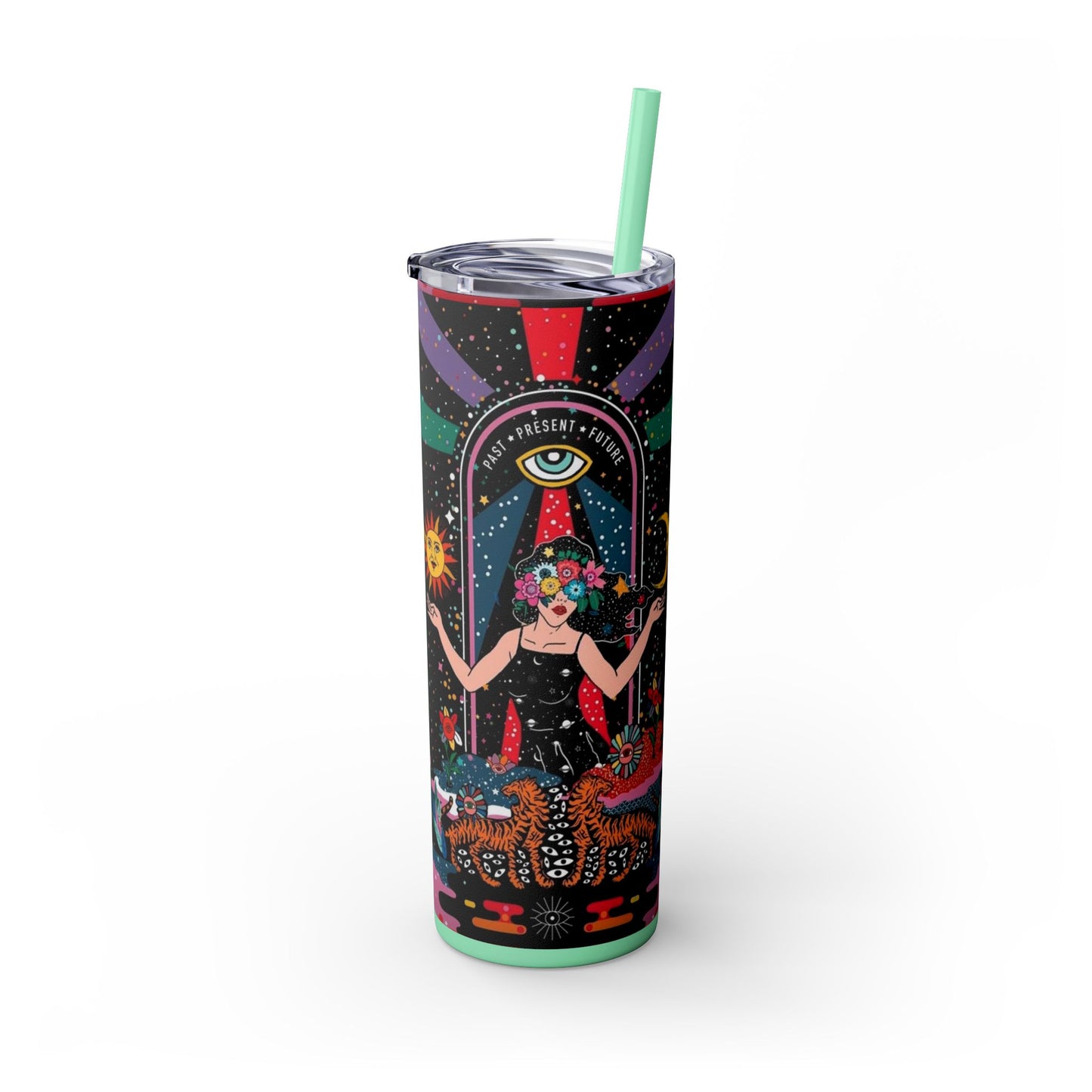Vibrant Cosmic Skinny Tumbler with Straw, 20oz - Perfect for Astrology Lovers, Celestial Gifts, Travel Mugs, Drinkware, Sunshine and [...]