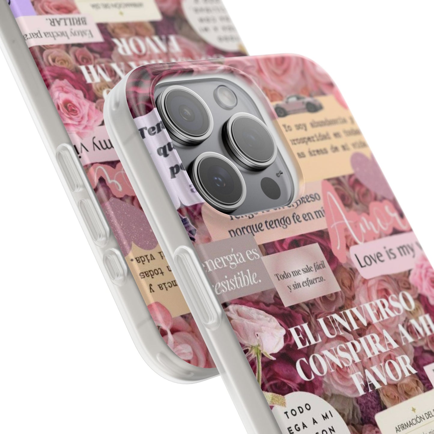 Floral Flexi Phone Case, Romantic Phone Cover, Cute Gift for Her, Inspirational Quote Case, Valentine's Day Accessory