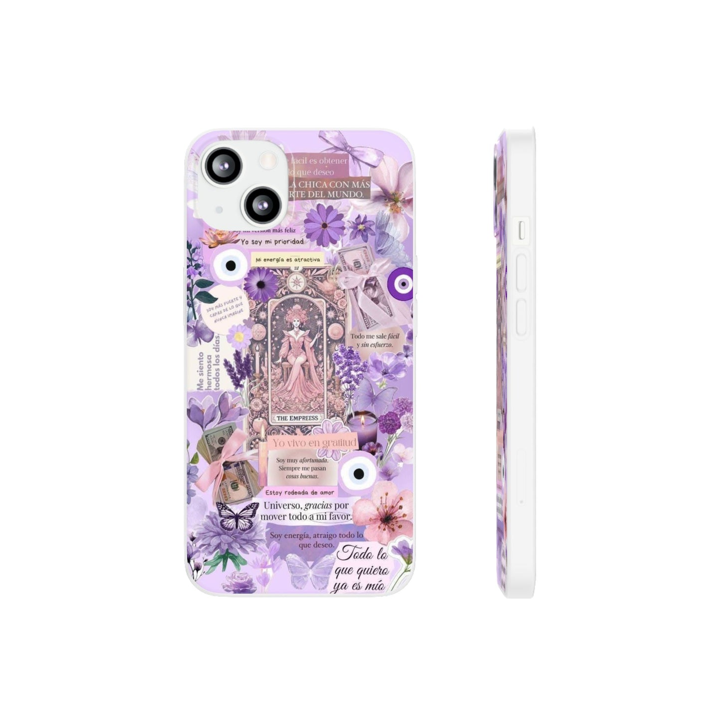 Purple Floral Flexi Phone Case, Personalized Phone Cover, Boho Chic Case, Cute Gift for Her, Birthday Accessory, Nature Lover Design