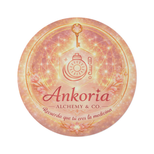 Ankoria Alchemy Round Rug — Spiritual Boho Meditation Floor Mat ("Recuerda que tú eres la medicina")