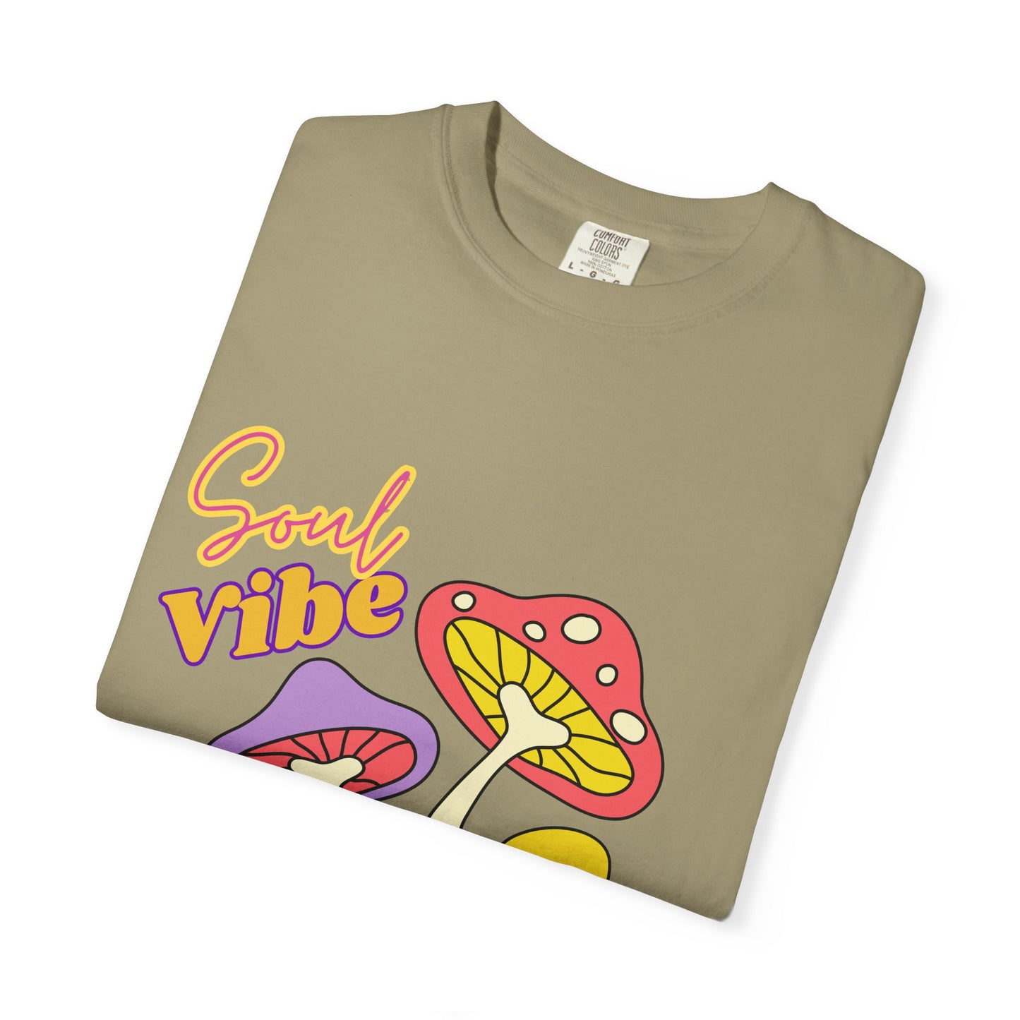 Soul Vibe Unisex Garment-Dyed T-Shirt - Colorful Mushroom Design for Summer Festivals