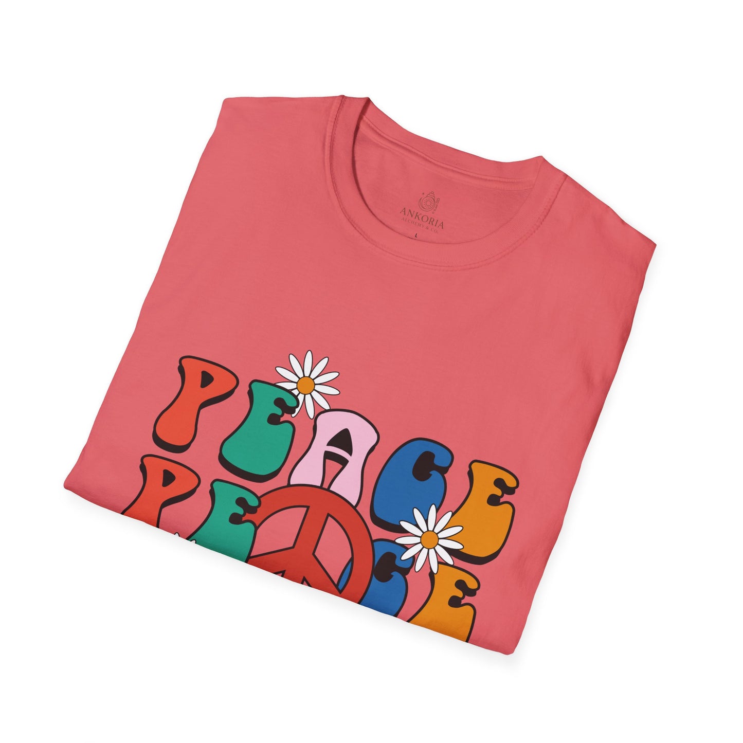 Unisex Softstyle T-Shirt - Retro Peace Design for Comfort Lovers
