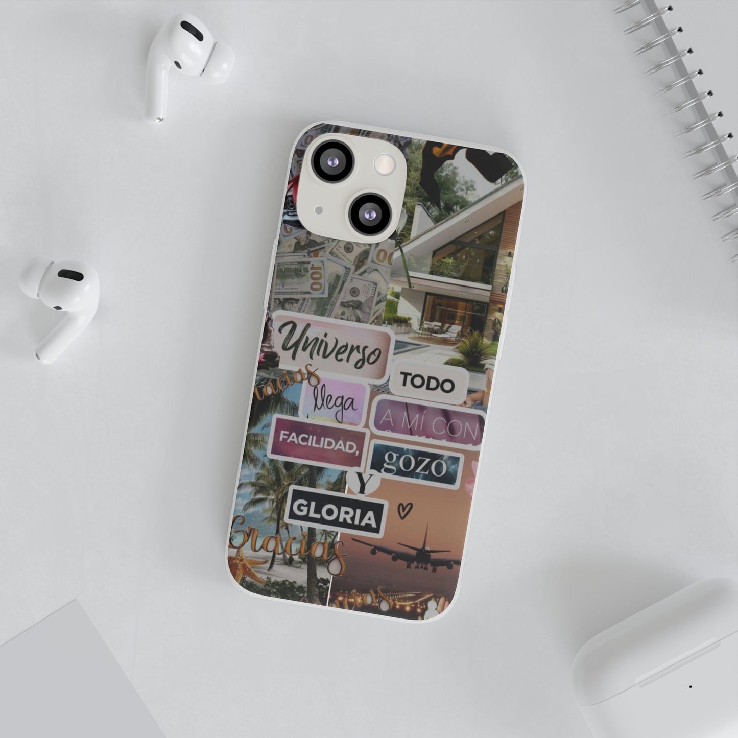 Vibrant Flexi Phone Case with Inspirational Quotes, Bohemian Style, Perfect Gift for Friends, Travelers, Birthdays, Everyday Use