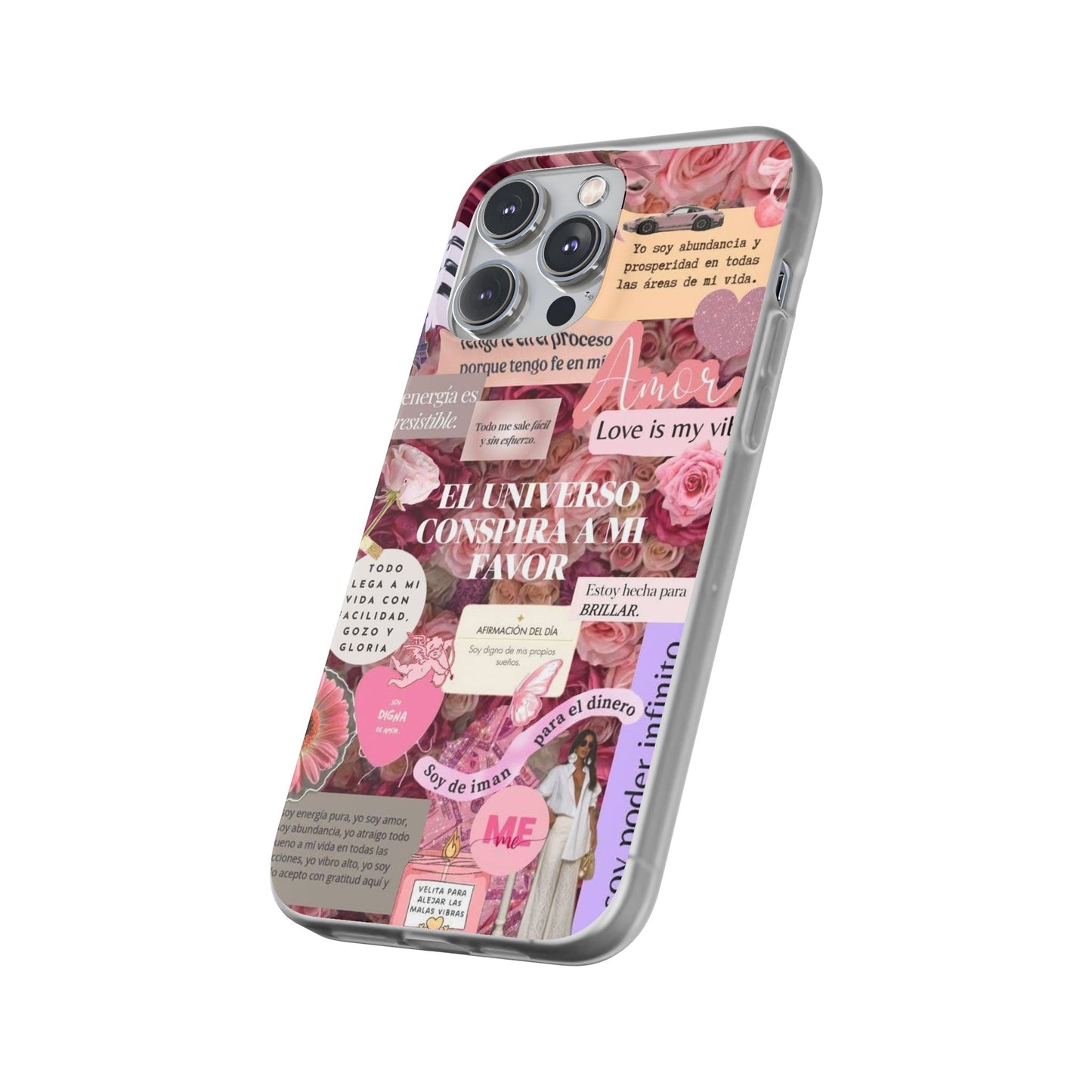 Floral Flexi Phone Case, Romantic Phone Cover, Cute Gift for Her, Inspirational Quote Case, Valentine's Day Accessory