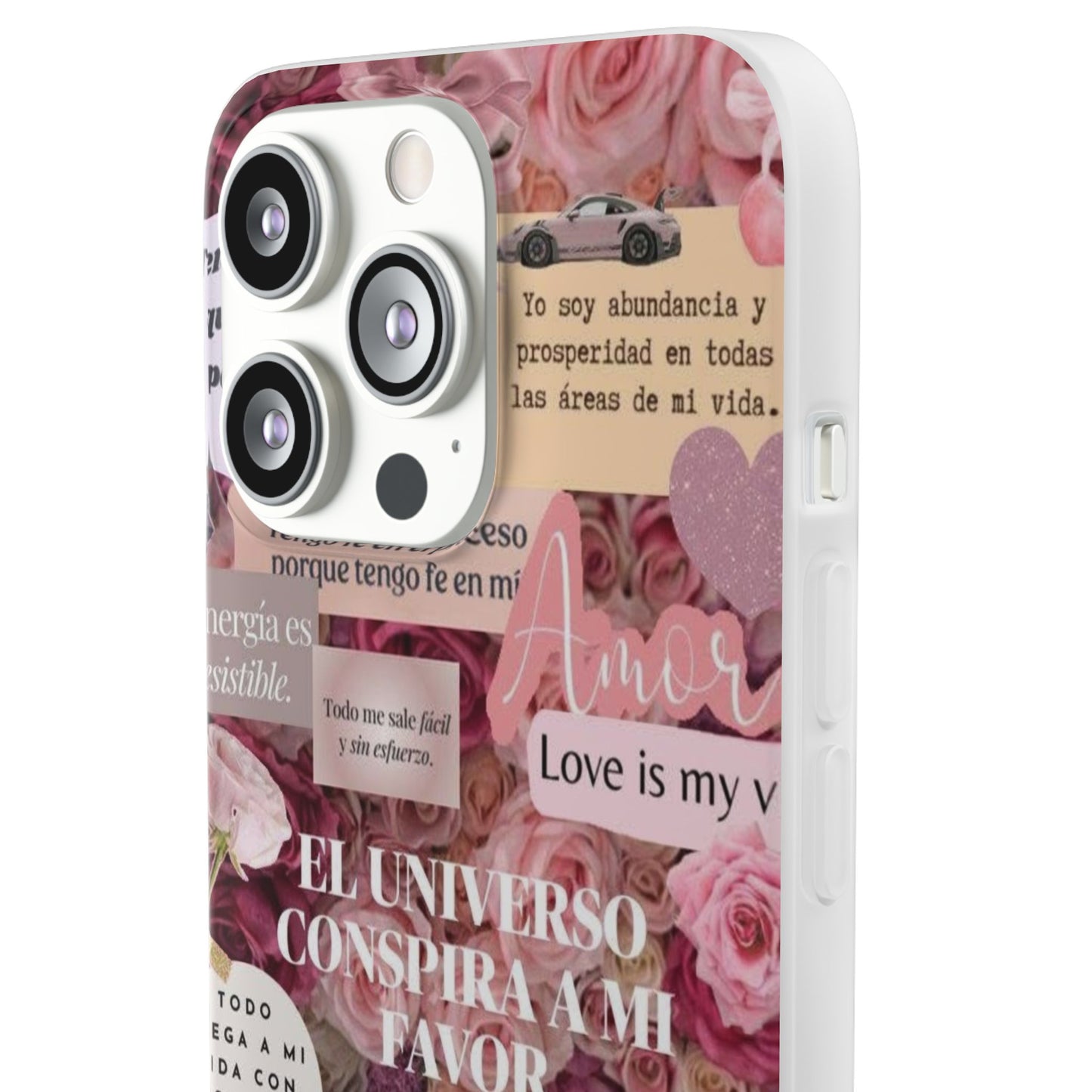 Floral Flexi Phone Case, Romantic Phone Cover, Cute Gift for Her, Inspirational Quote Case, Valentine's Day Accessory