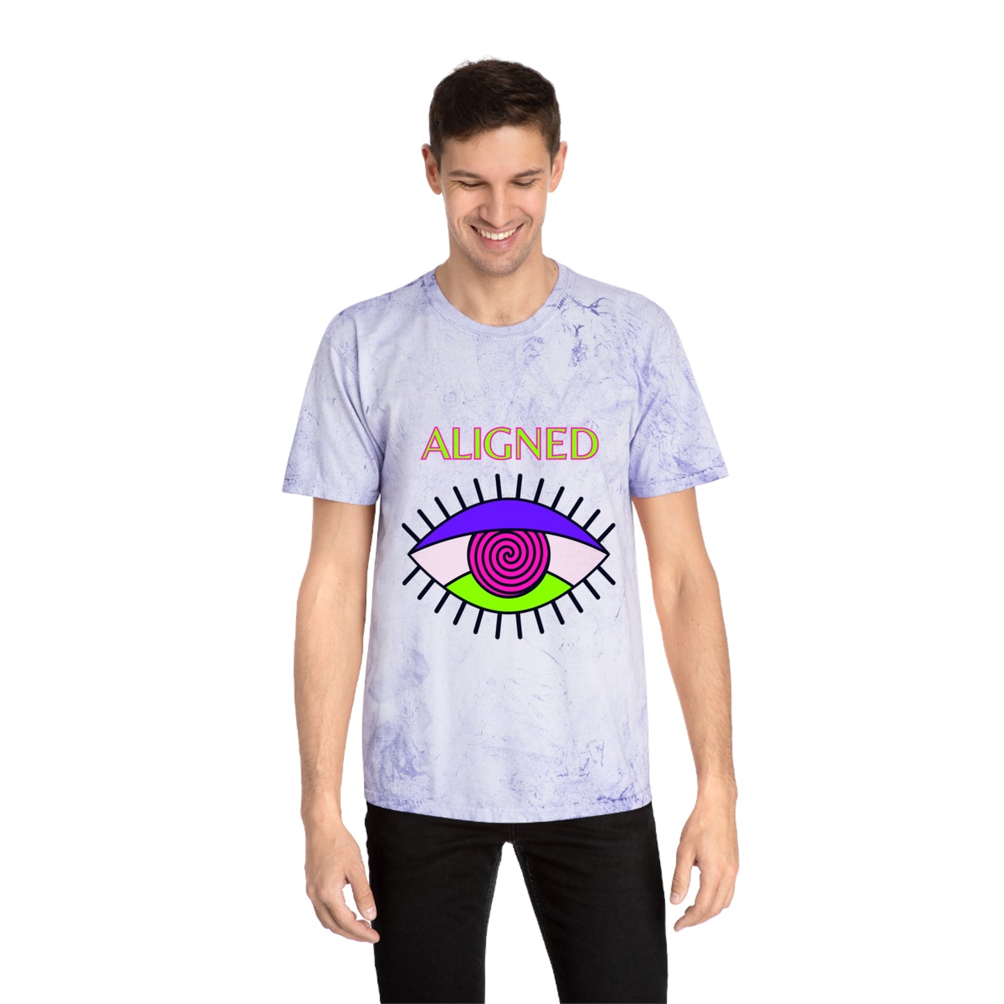 Aligned Unisex Color Blast T-Shirt - Vibrant Eye Design for Positive Energy