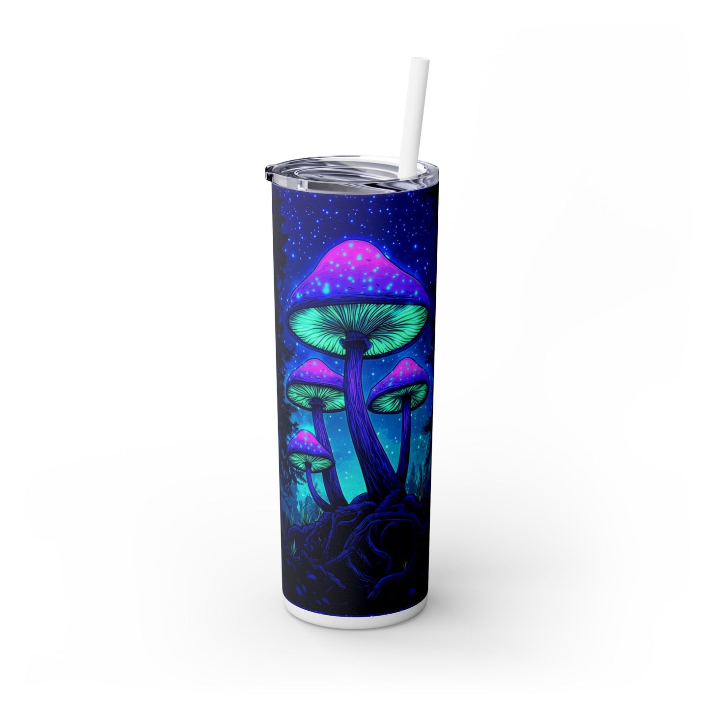 Cosmic Mushroom Skinny Tumbler, 20oz | Colorful Travel Mug, Psychedelic Drinkware, Gift for Nature Lovers, Summer Sips, Festival Essentials