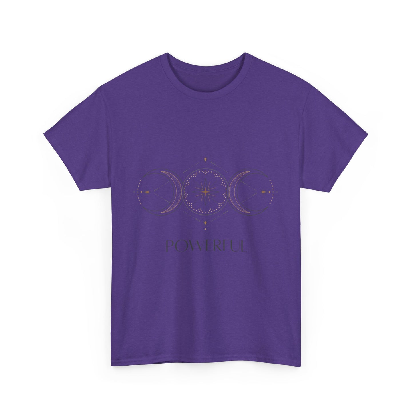 Powerful Unisex Heavy Cotton Tee - Bohemian Moon Phase Design