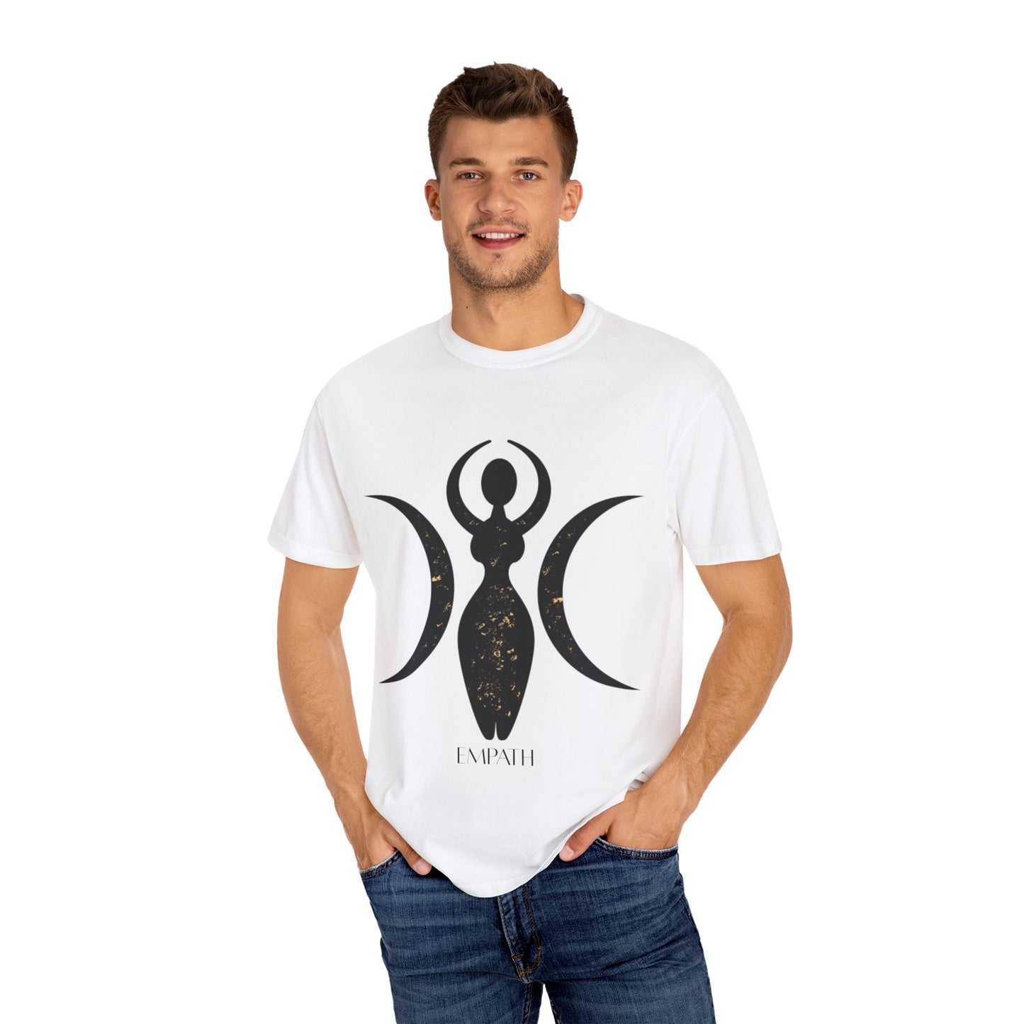 Empowered Goddess Unisex Garment-Dyed T-Shirt | Celestial Design | Perfect for Self-Care and Spiritual Celebrations