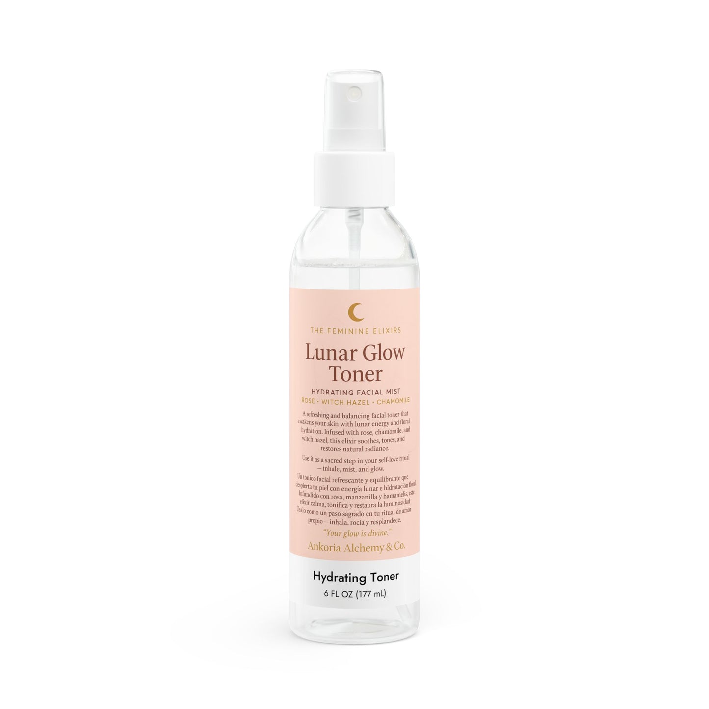 🌙 Lunar Glow Toner  Hydrating Facial Mist | Rose • Witch Hazel • Chamomile, 6oz